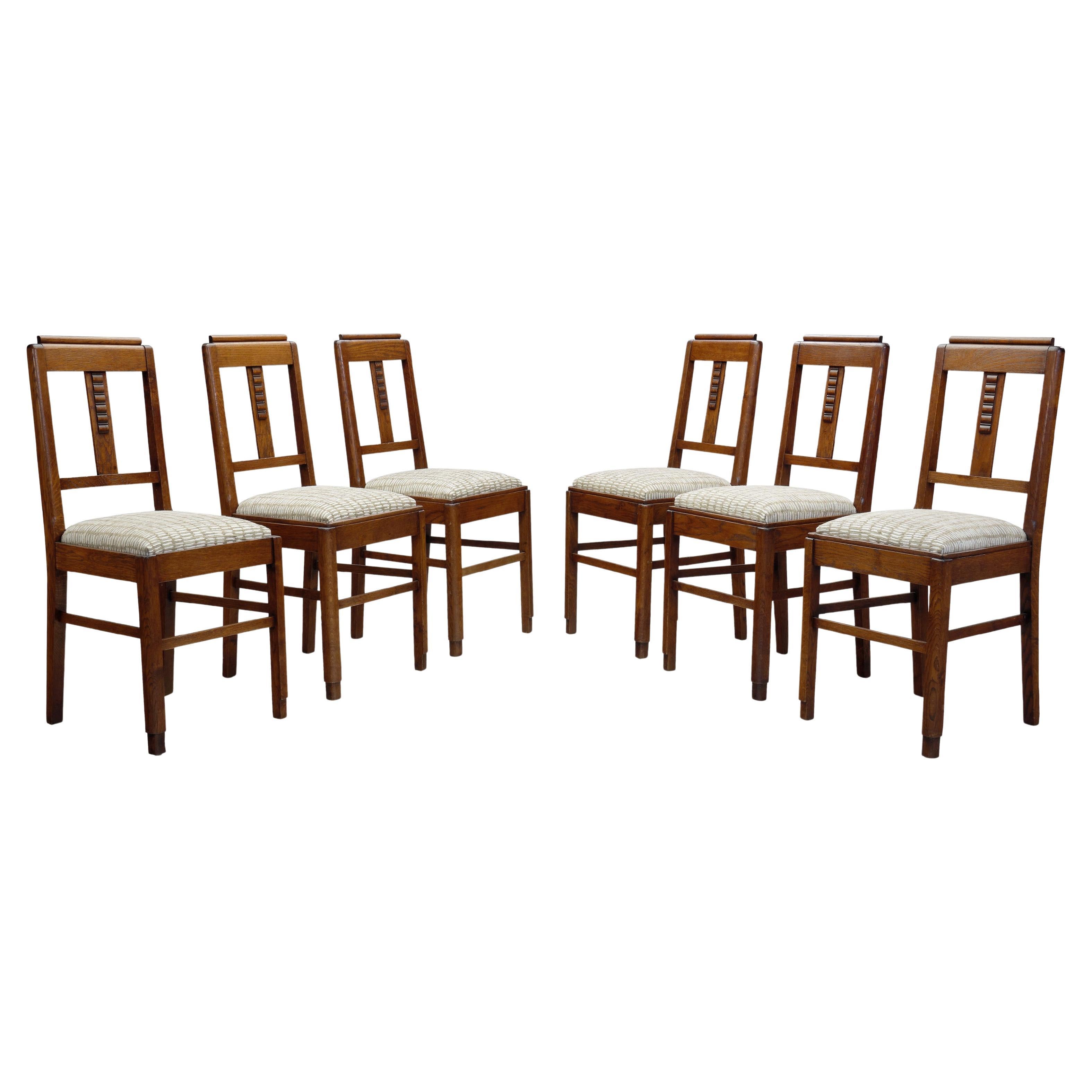 A Set of Six Art Deco Dining Chairs, Europe Early 20th century