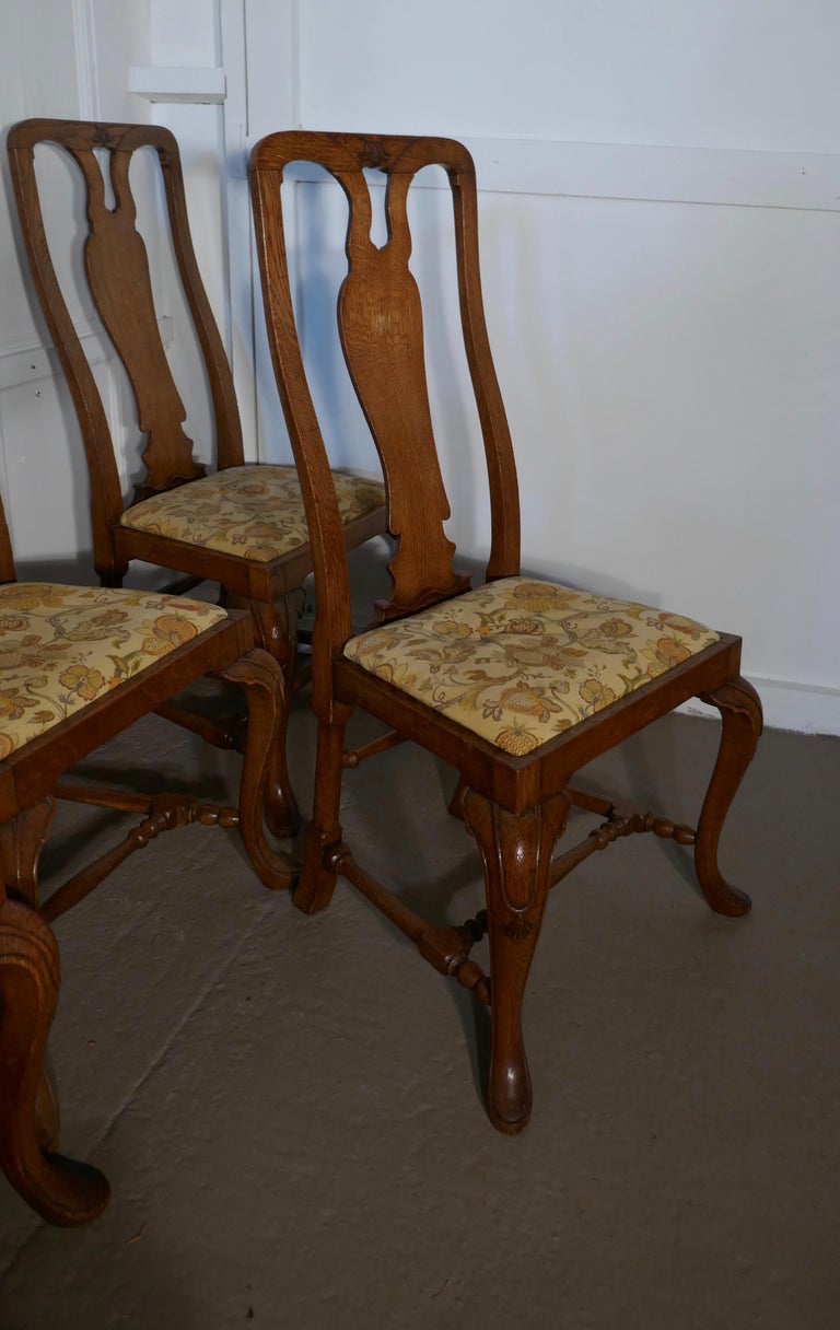 Set Of Six Arts And Crafts Queen Ann Style Golden Oak Dining Queen Ann Style Golden Oak Dining