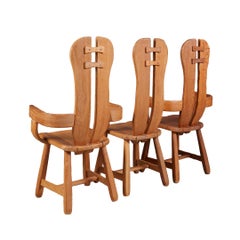 A Set of Six Belgian Brutalist Dining Chairs by De Puydt