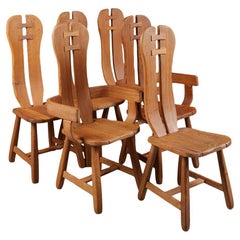 Ein Satz von sechs belgischen brutalistischen Esszimmerstühlen von De Puydt