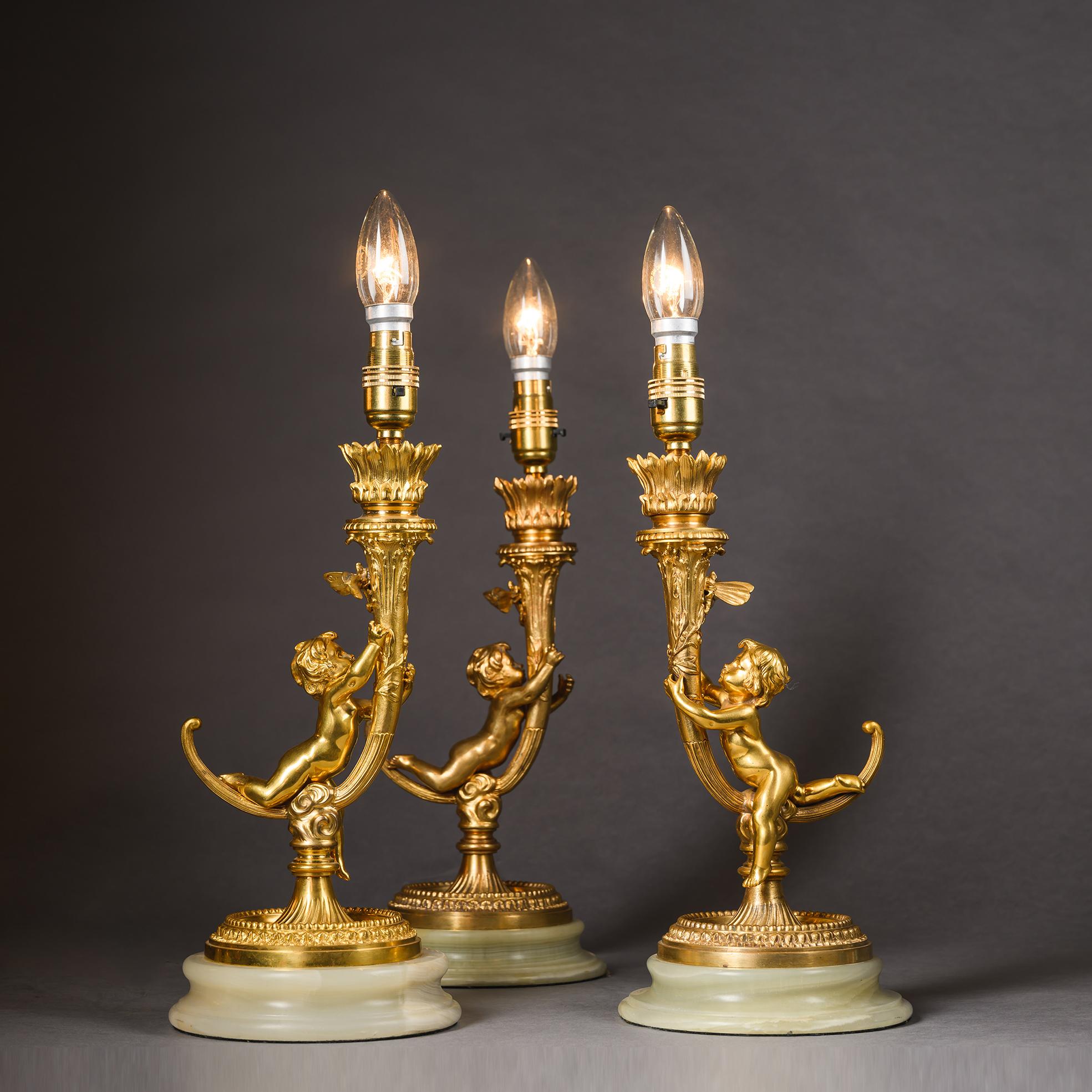 Belle Époque Ensemble de six lampes de table 