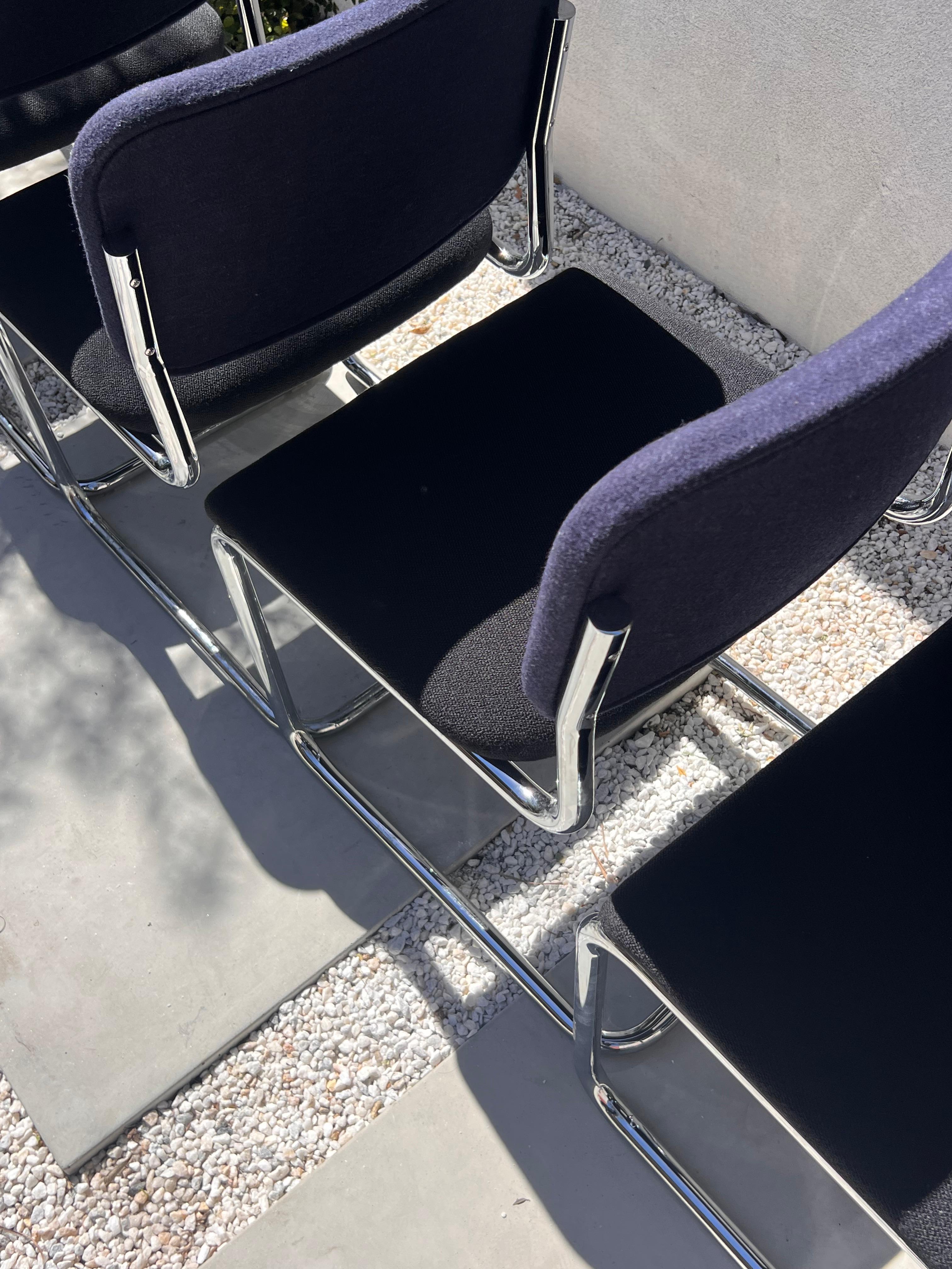 Fabric A set of six Cesca 51C dining chairs by Marcel Breuer for Knoll, 20th century