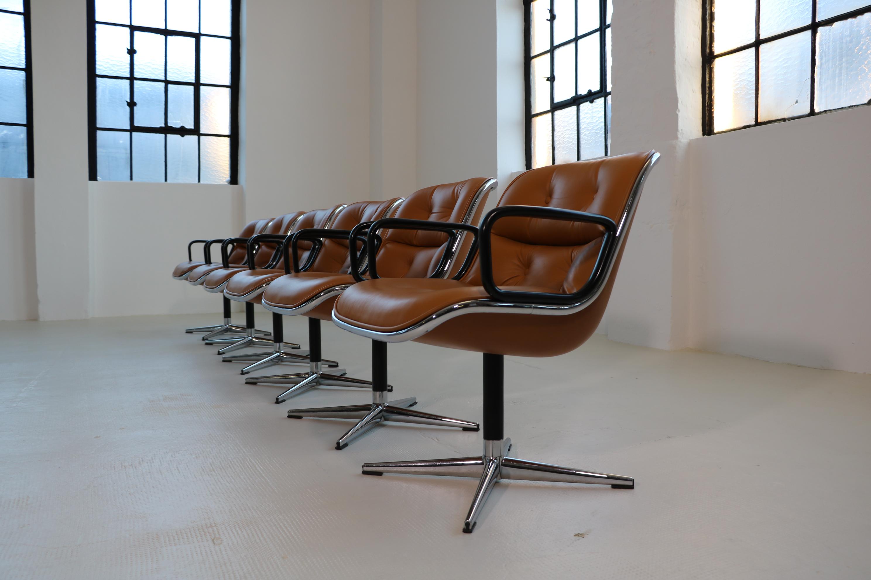 Set of Six Charles Pollock Chairs for Knoll International For Sale 1