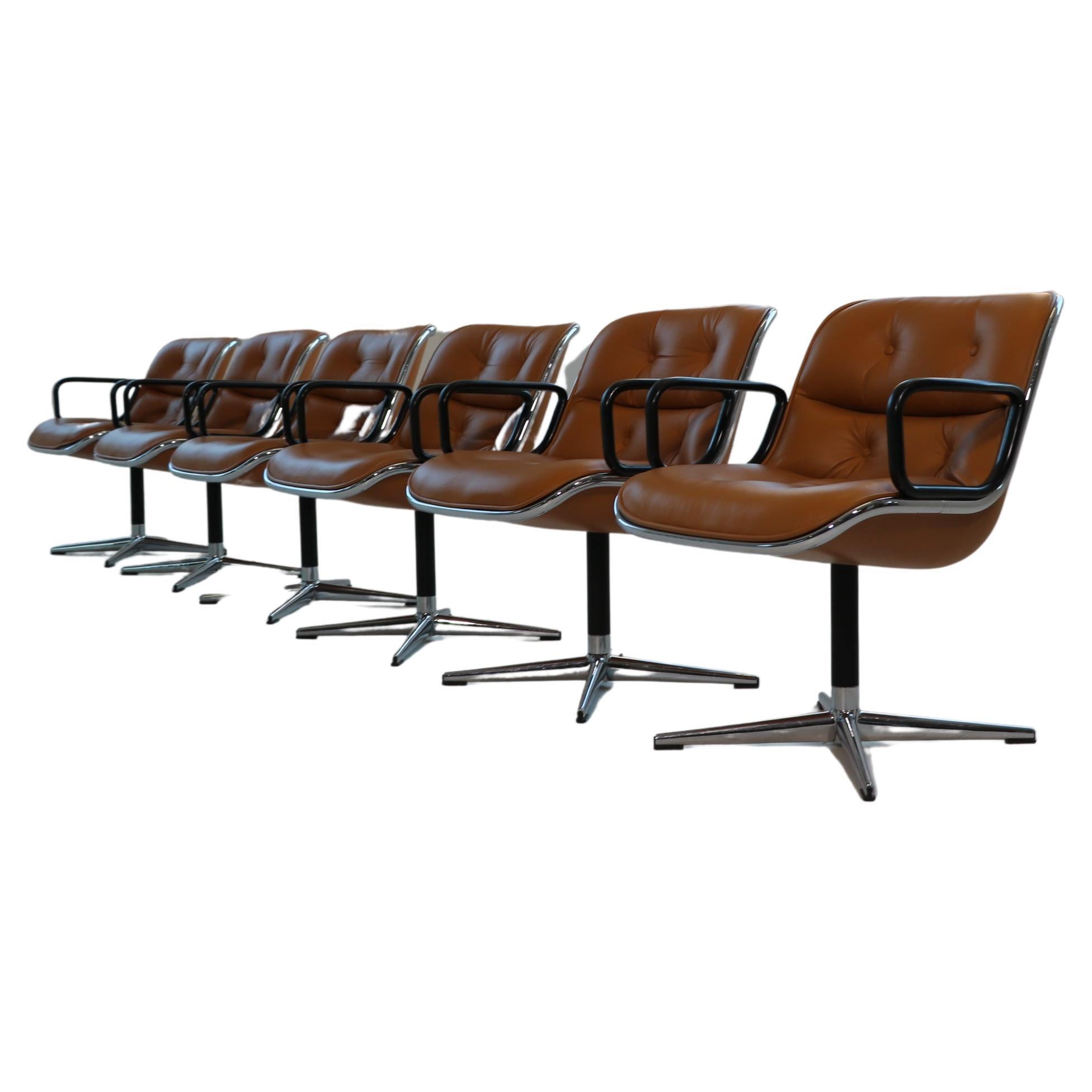 Set of Six Charles Pollock Chairs for Knoll International For Sale
