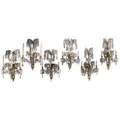 A Set of Six Christal Hung Swedish Neo-Classical Wall Sconces
