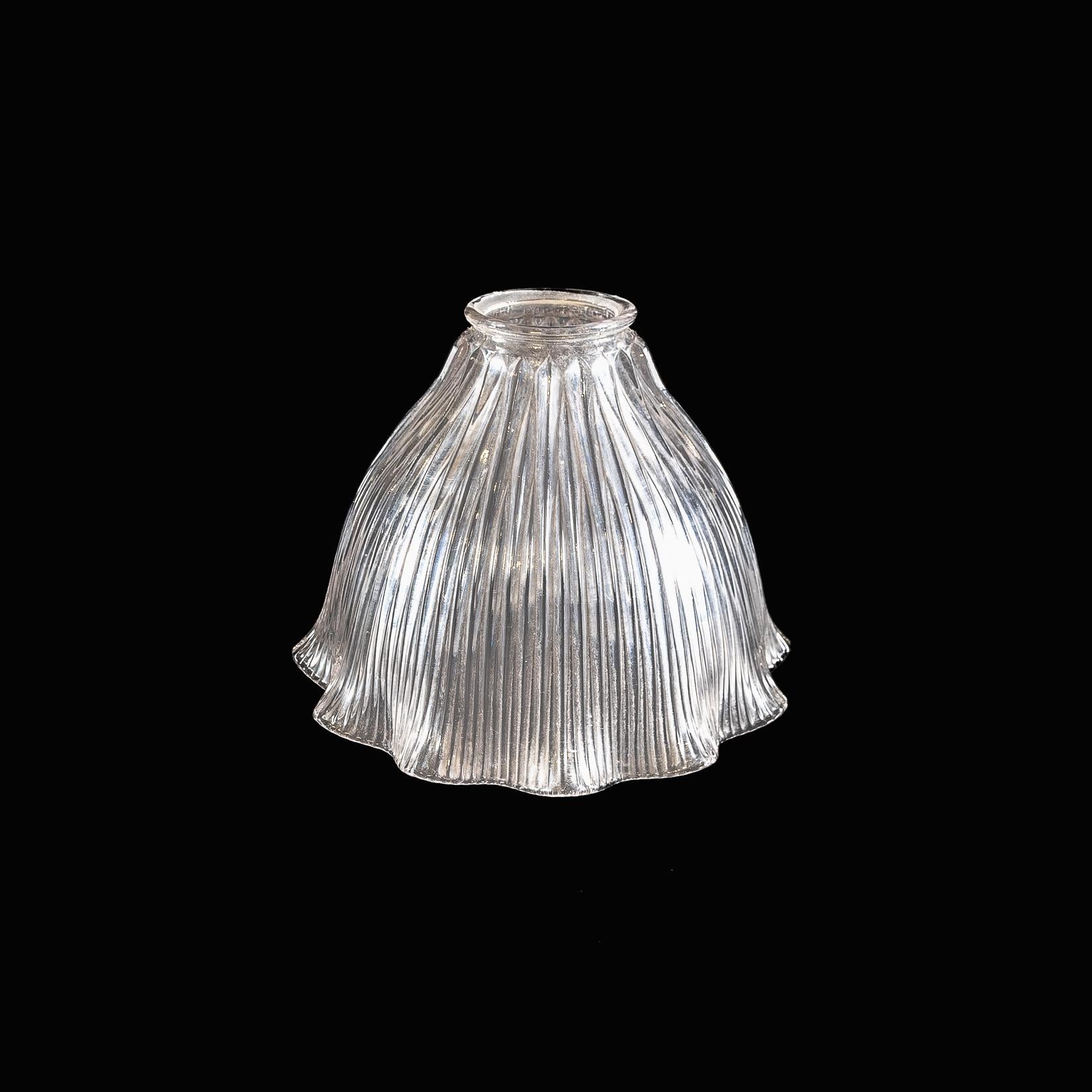 Ein Satz von sechs klaren gerippten Glasschirmen mit Glockenform und gekräuselten Rändern im Angebot 12