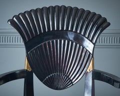 A set of six Continental ebonised wood dining chairs, Italy, circa 1940