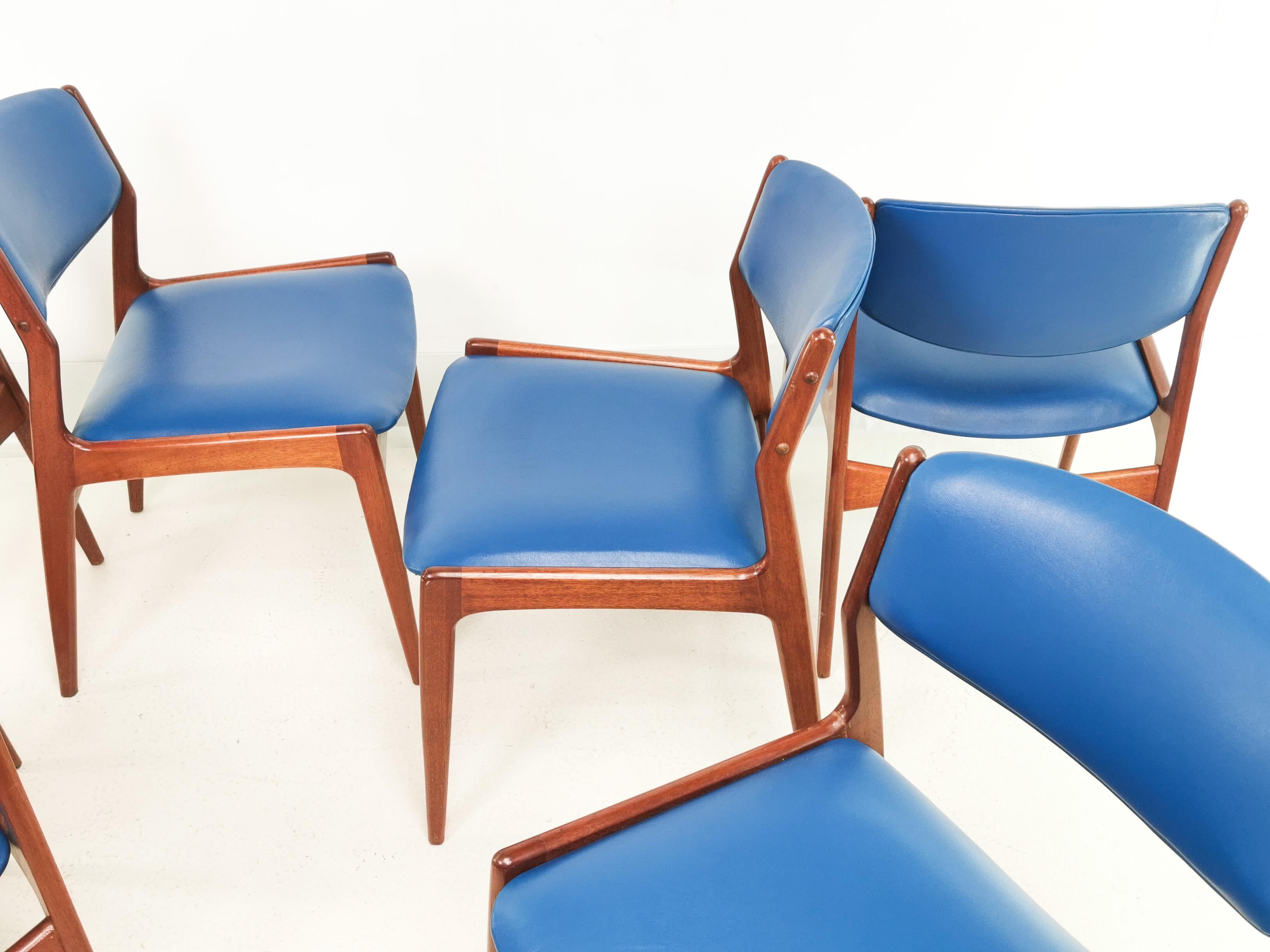 Set of Six Danish Erik Buch Teak Dining Chairs, Mid Century 1