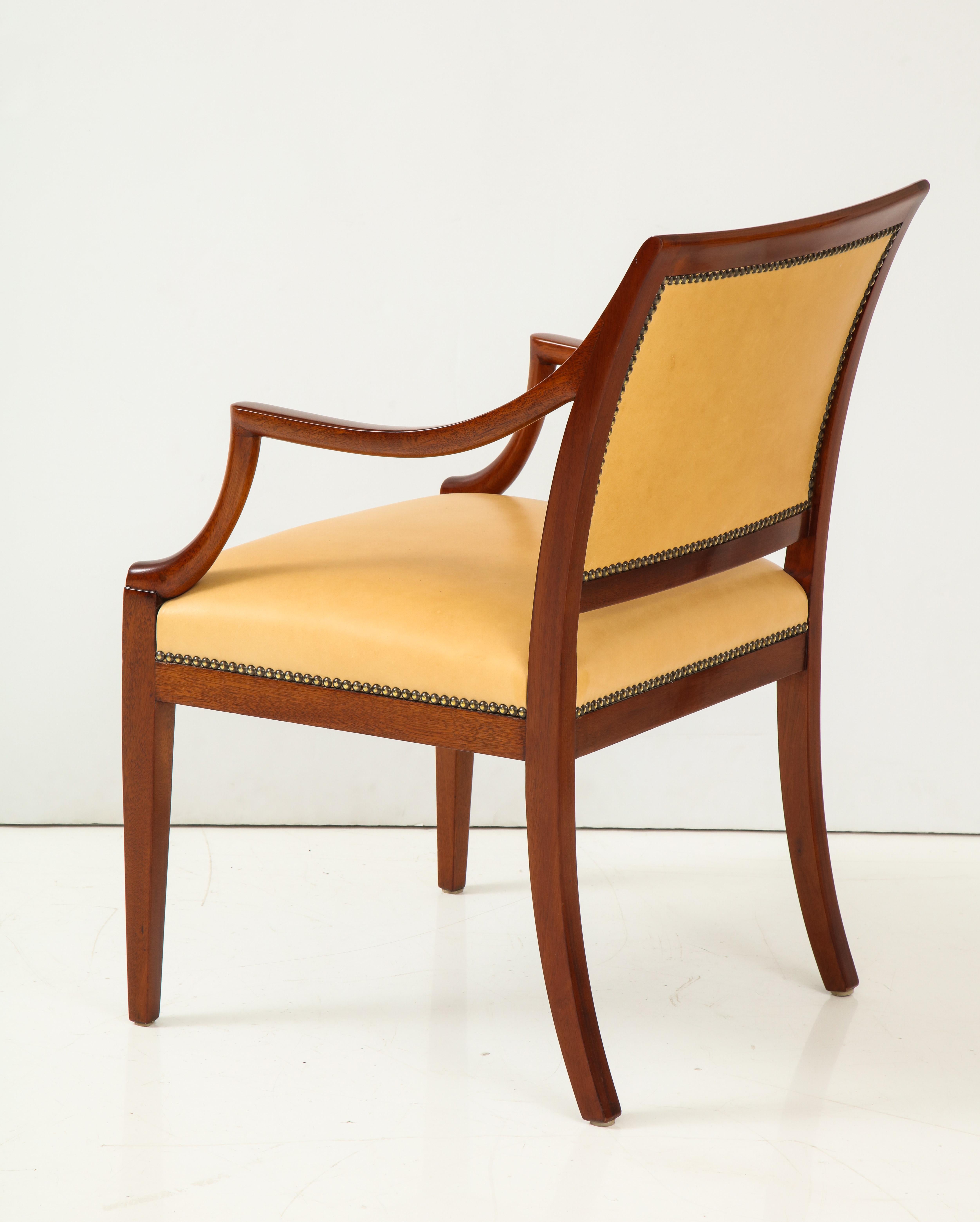 Set of Four Danish Mahogany Open Armchairs by Frits Henningsen, circa 1940s 7