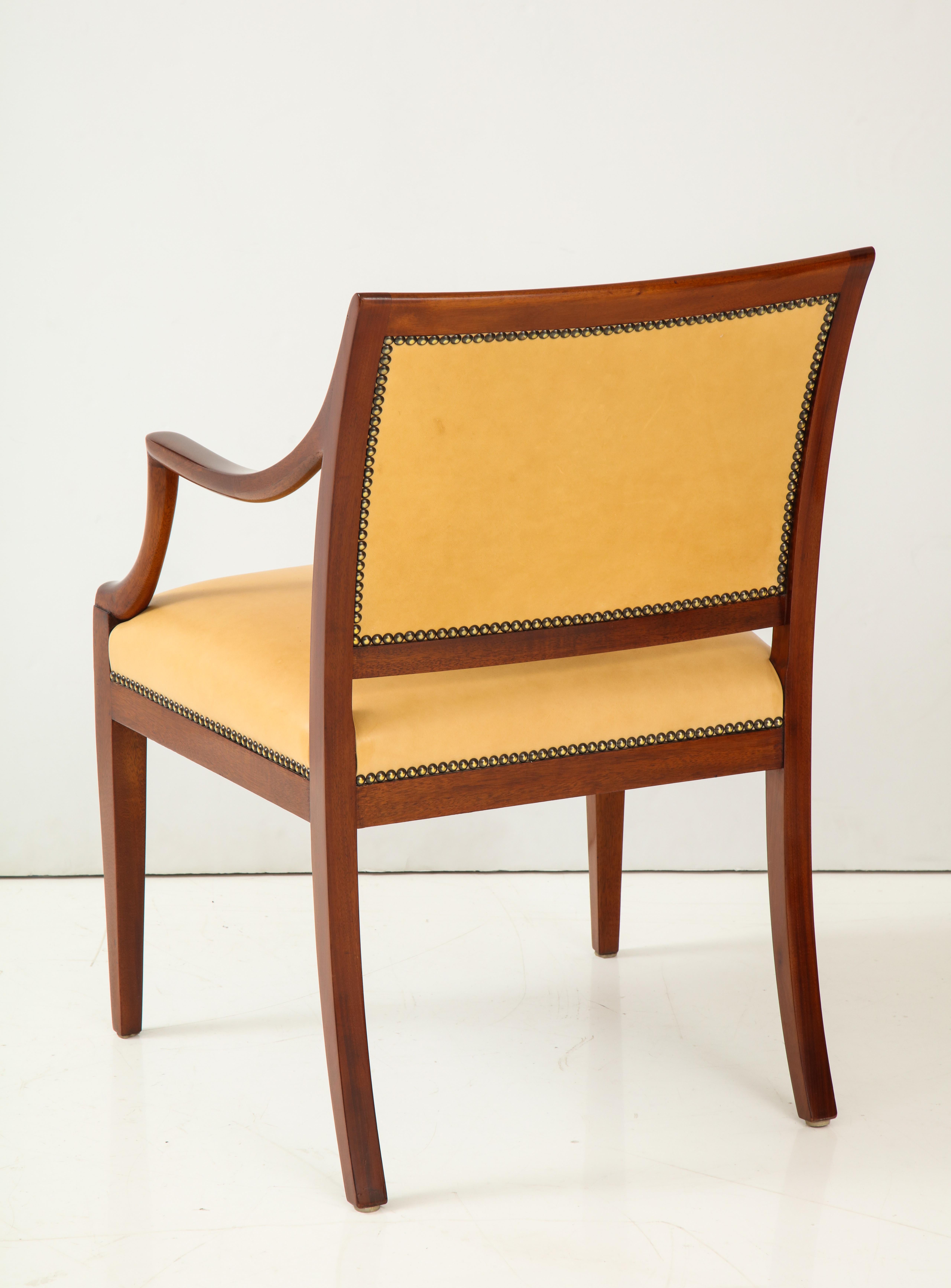 Set of Four Danish Mahogany Open Armchairs by Frits Henningsen, circa 1940s 8