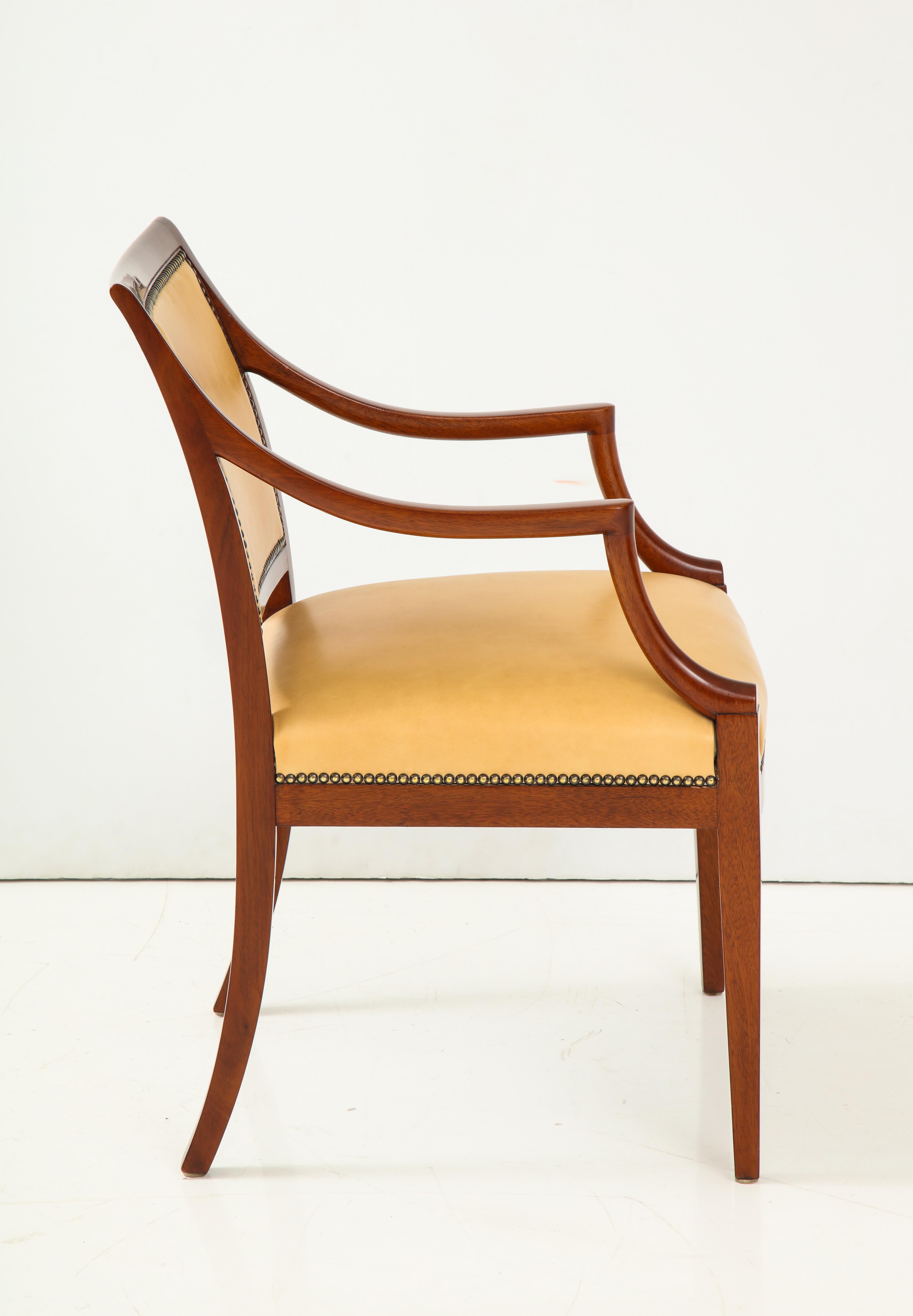 Set of Four Danish Mahogany Open Armchairs by Frits Henningsen, circa 1940s 10