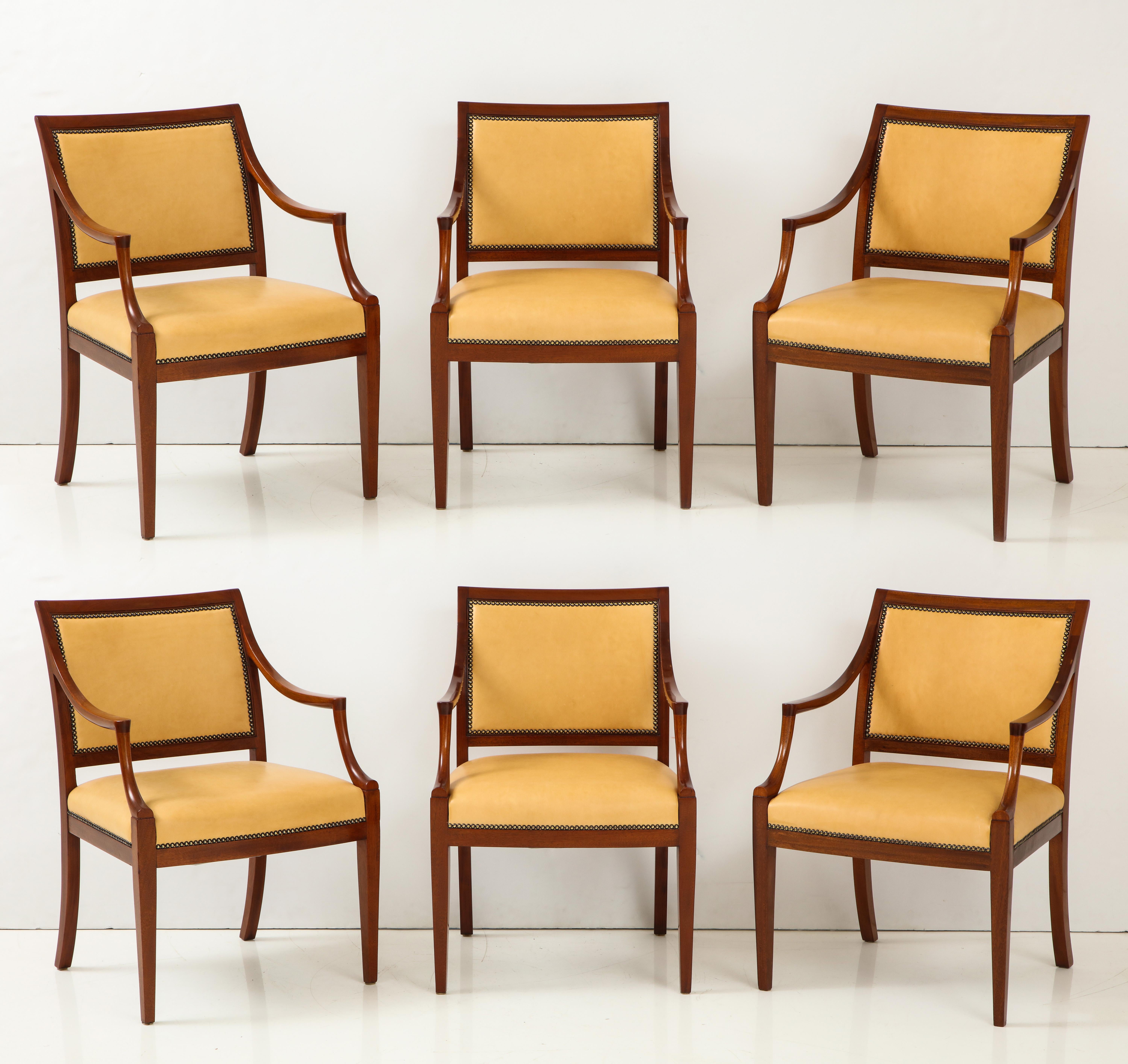 Mid-20th Century Set of Four Danish Mahogany Open Armchairs by Frits Henningsen, circa 1940s