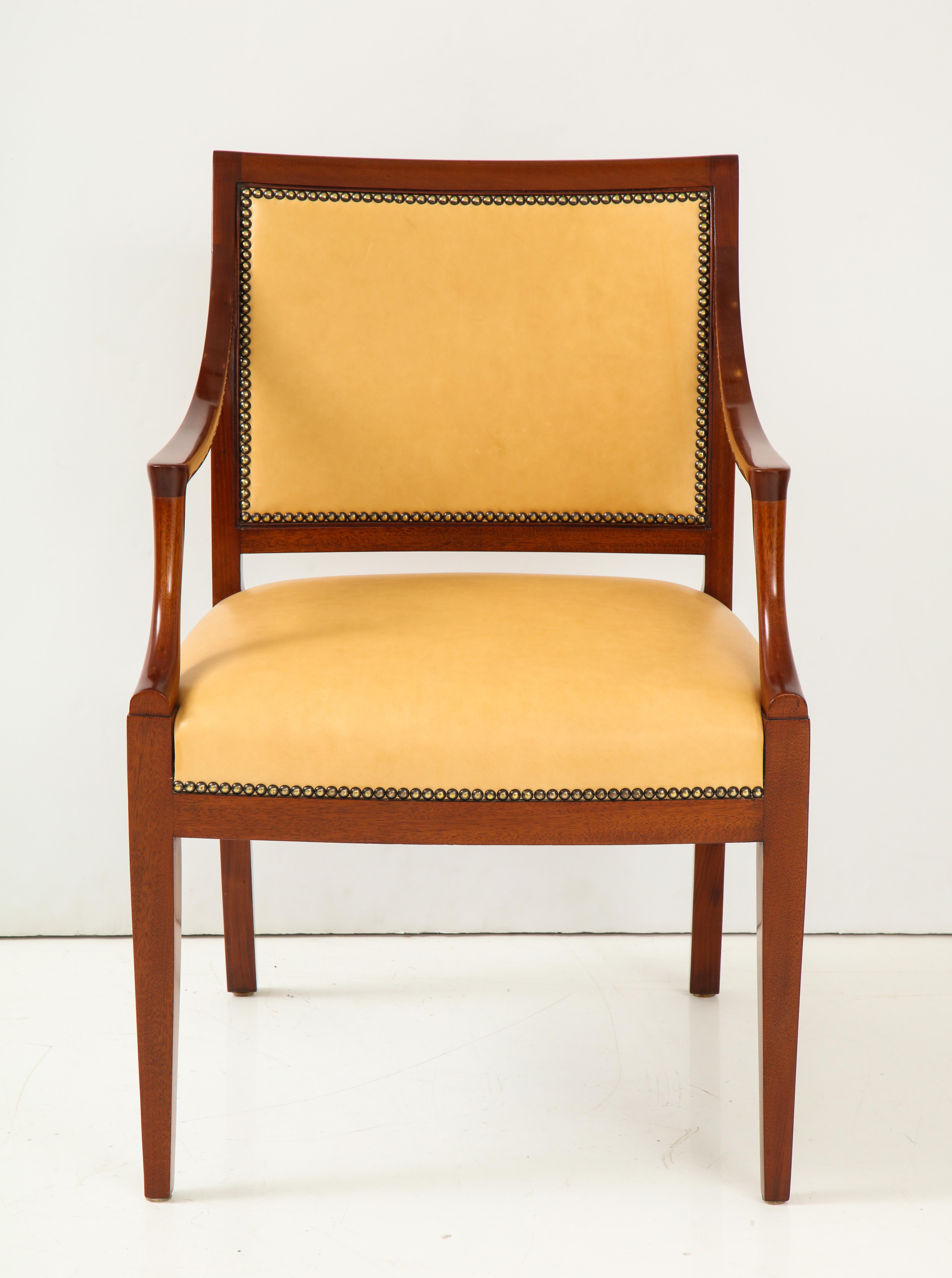Set of Four Danish Mahogany Open Armchairs by Frits Henningsen, circa 1940s 2