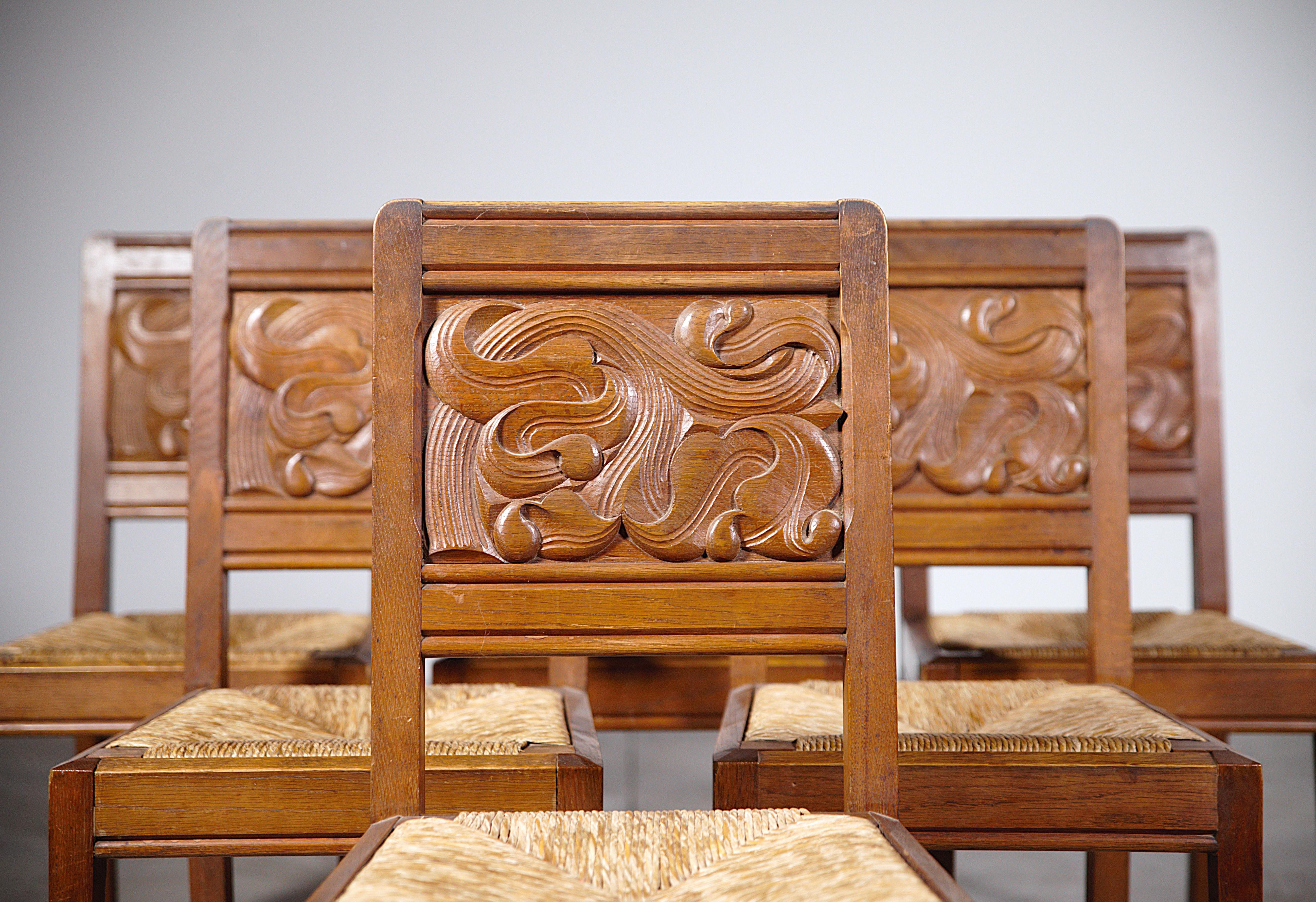 A Set of Six Dining Chairs by Joseph Savina France 1960s For Sale 4