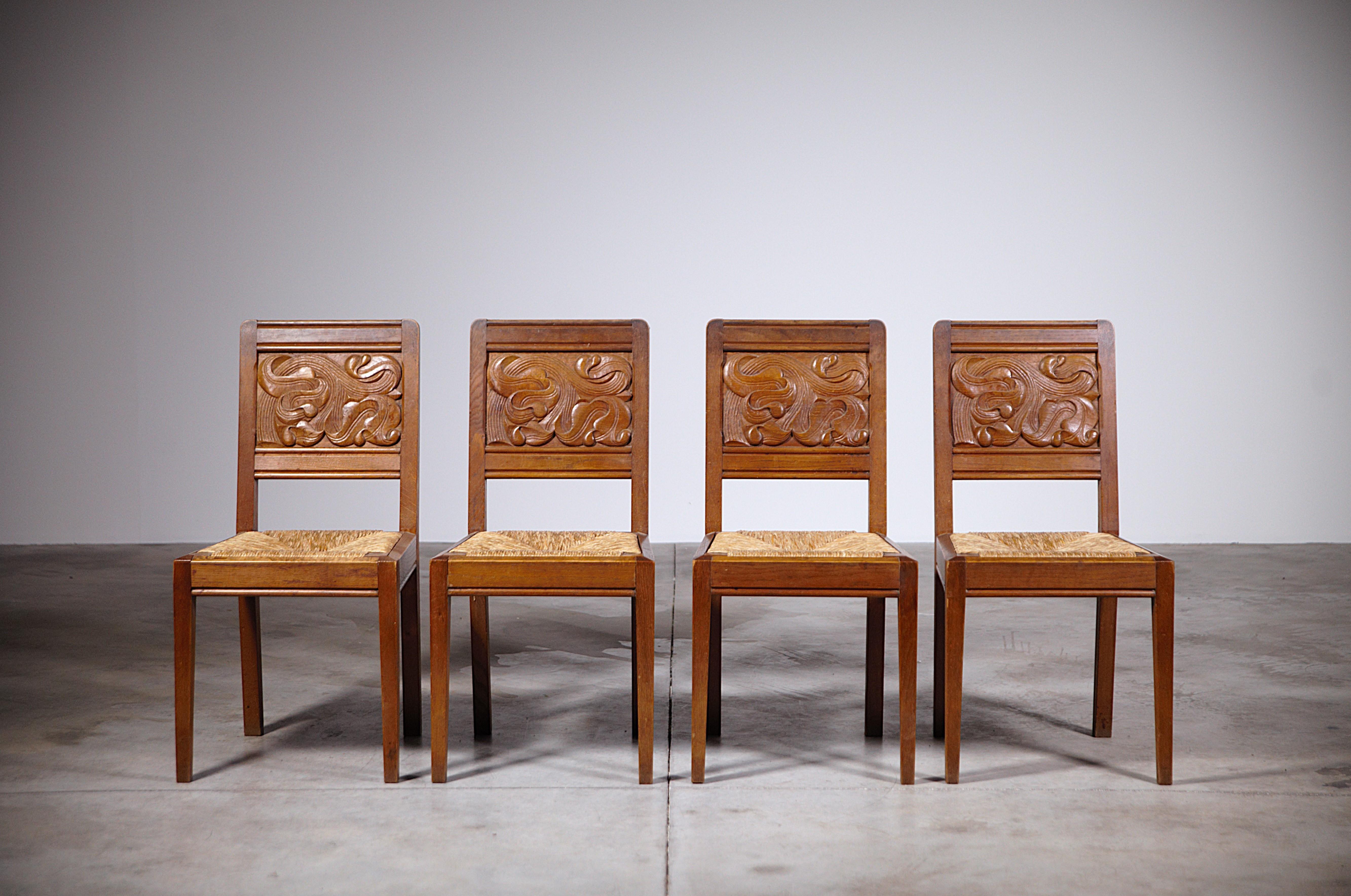 A Set of Six Dining Chairs by Joseph Savina France 1960s For Sale 6