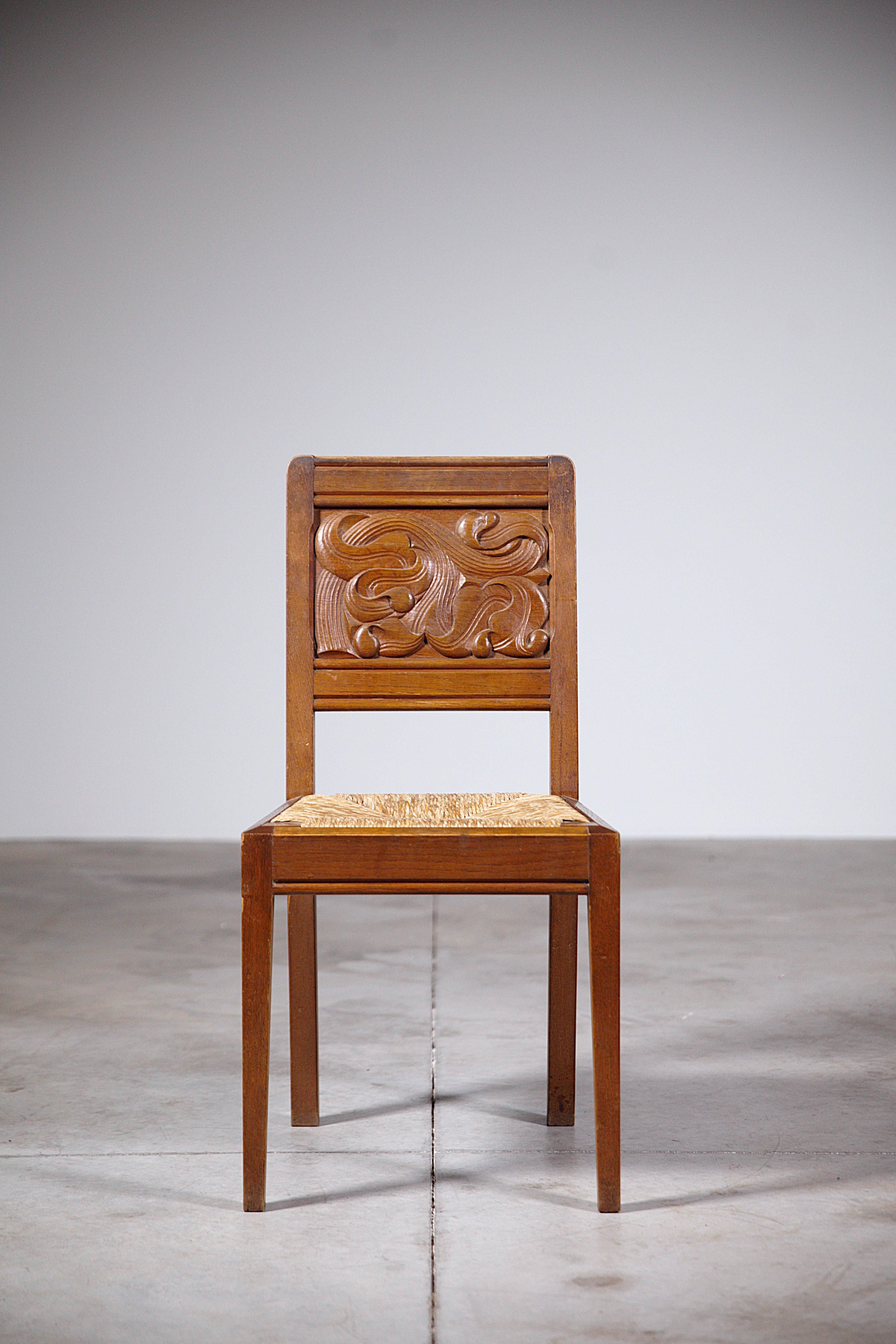 French A Set of Six Dining Chairs by Joseph Savina France 1960s For Sale