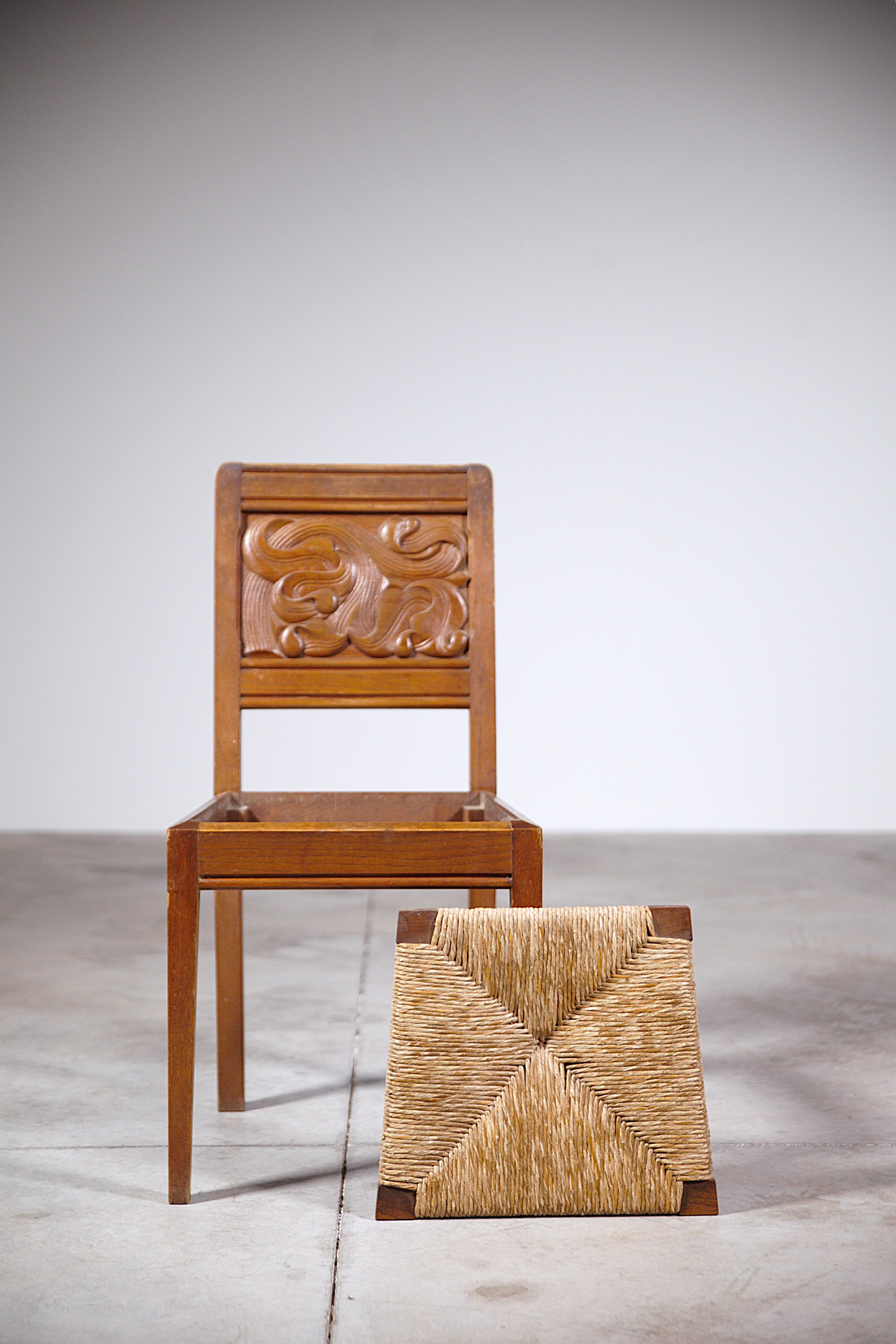 A Set of Six Dining Chairs by Joseph Savina France 1960s For Sale 2