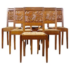Ensemble de six chaises de salle à manger par Joseph Savina France, années 1960