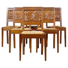 Set di sei sedie da pranzo di Joseph Savina Francia anni '60