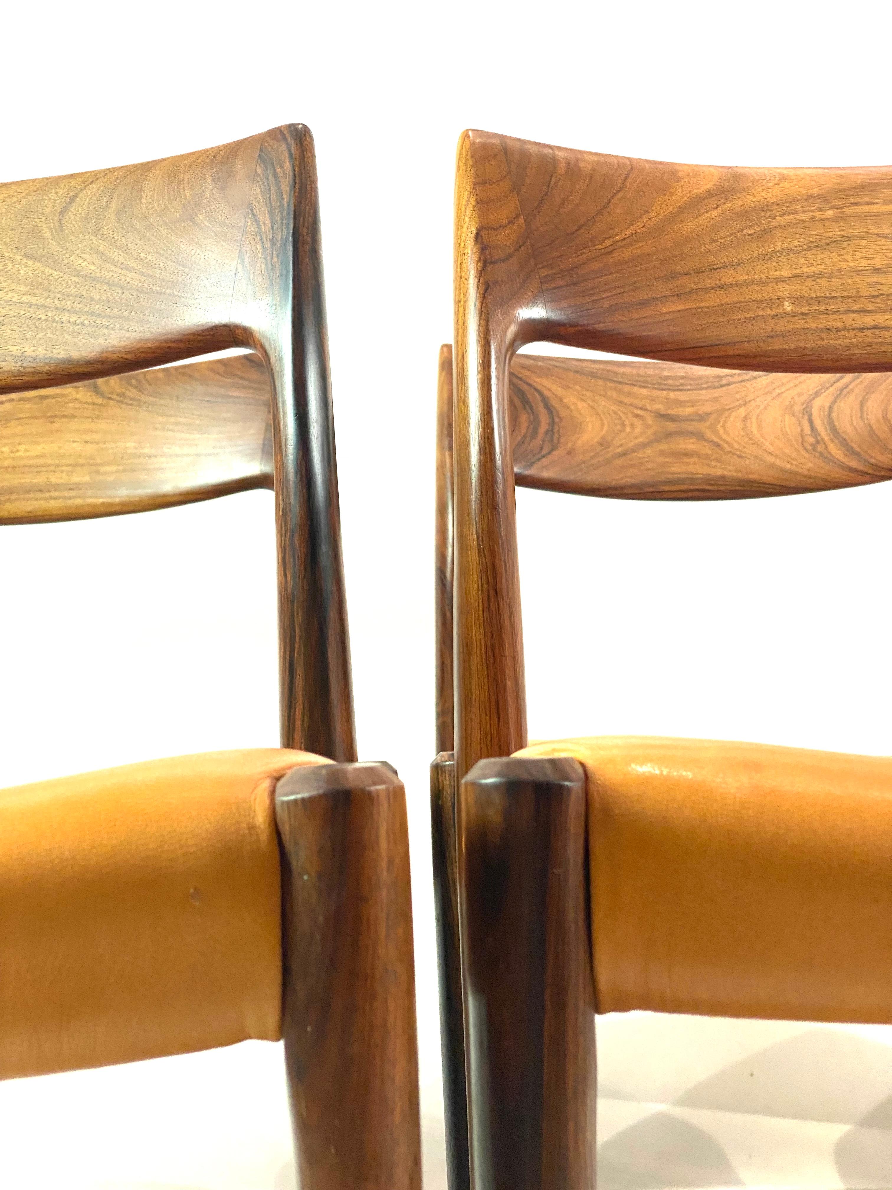 Set of Six Dining Chairs, Model 75, in Rosewood by N.O. Møller, 1960s 6