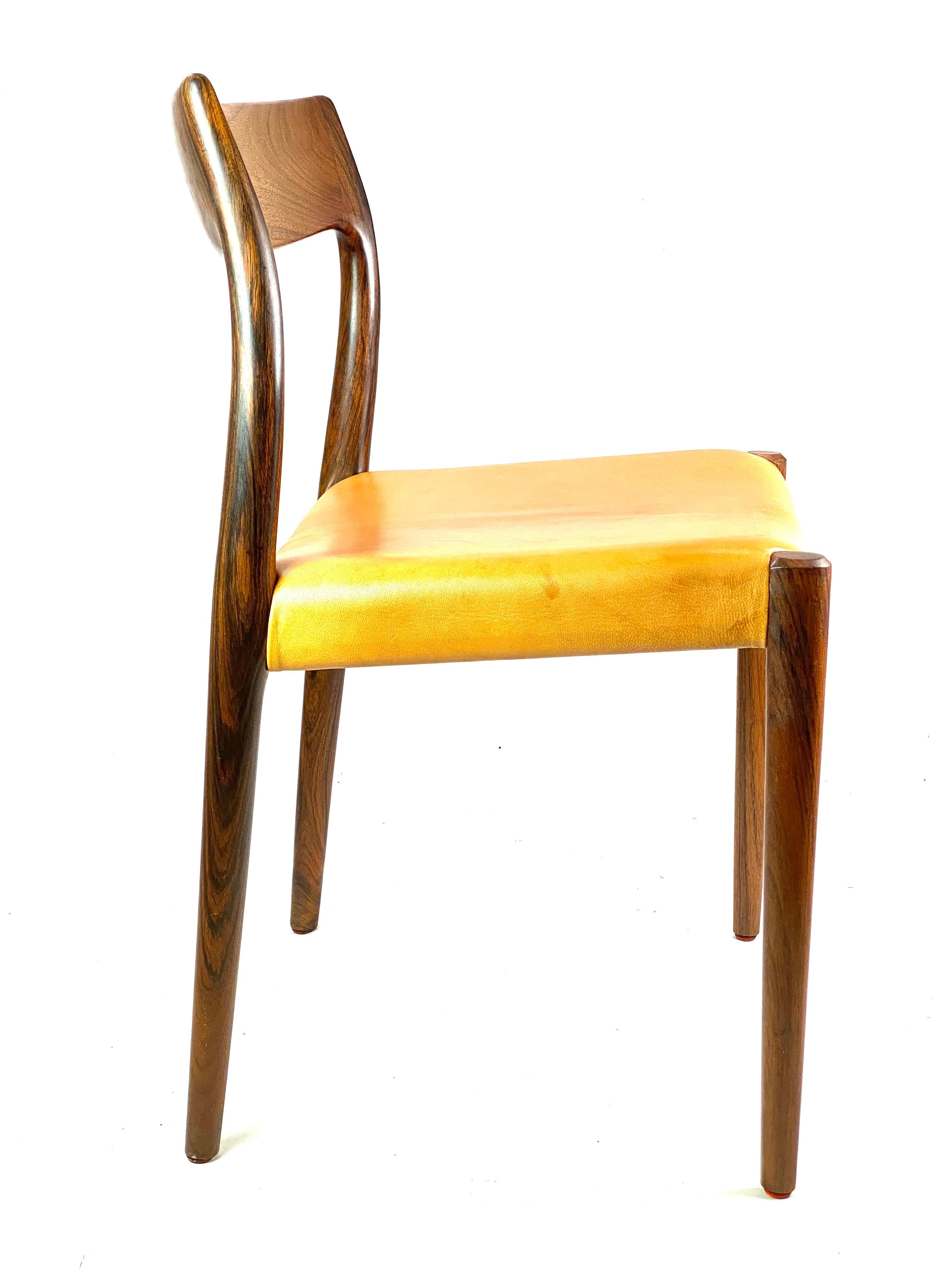 Mid-20th Century Set of Six Dining Chairs, Model 75, in Rosewood by N.O. Møller, 1960s