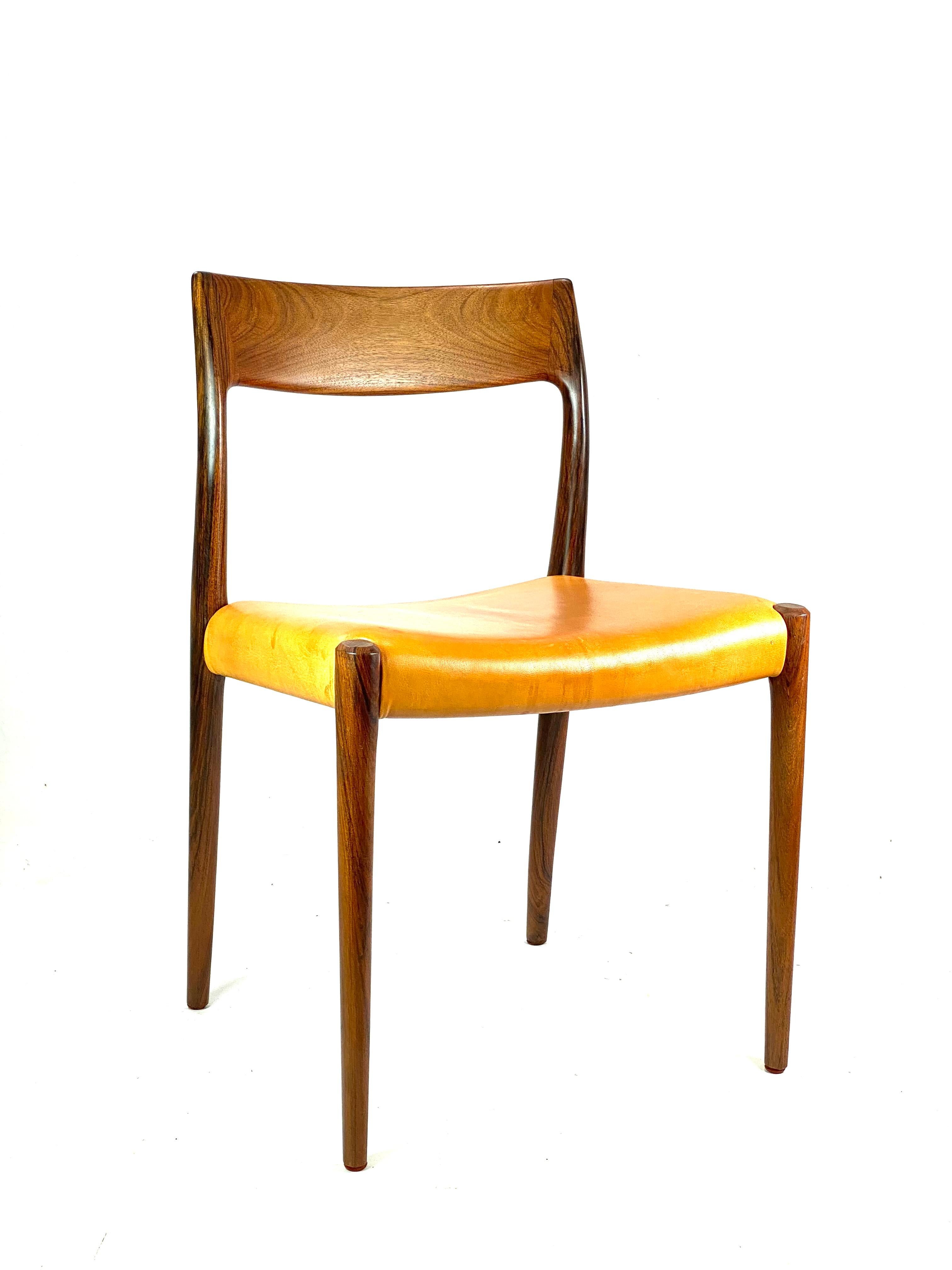 Set of Six Dining Chairs, Model 75, in Rosewood by N.O. Møller, 1960s 2