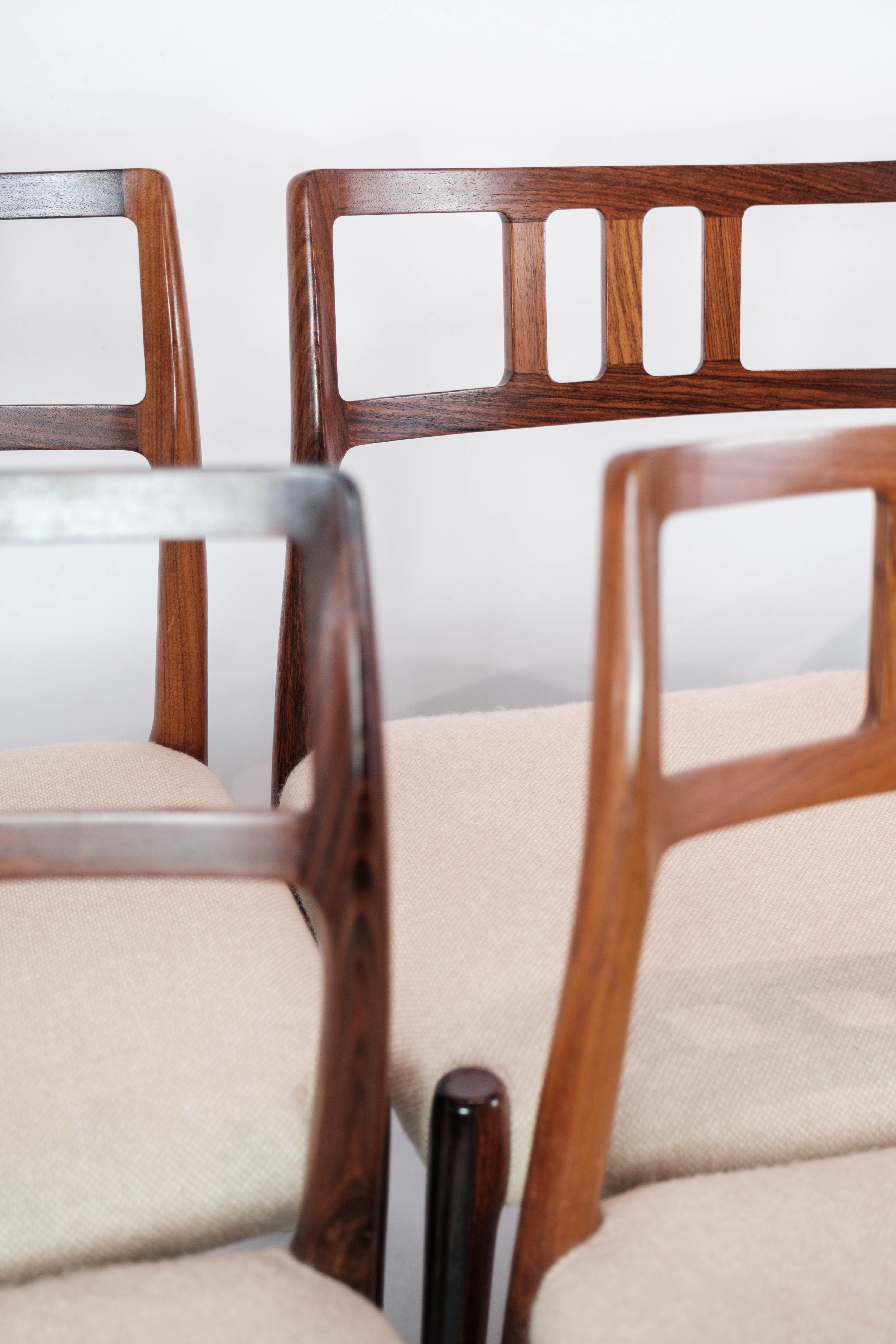 Scandinavian Modern Set of Six Dining Room Chairs, Model 79, Designed by N.O. Moeller, 1960s