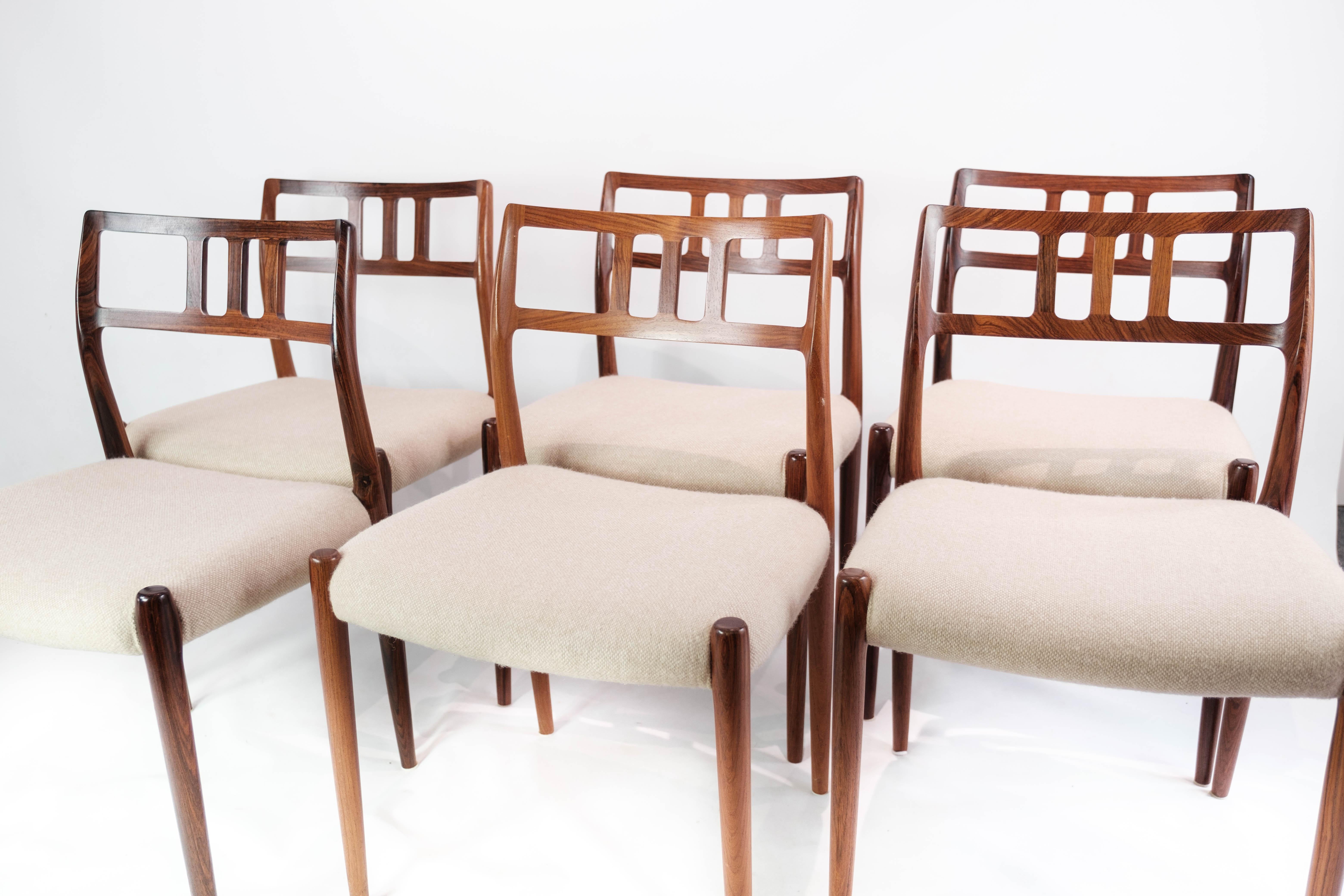 Danish Set of Six Dining Room Chairs, Model 79, Designed by N.O. Moeller, 1960s