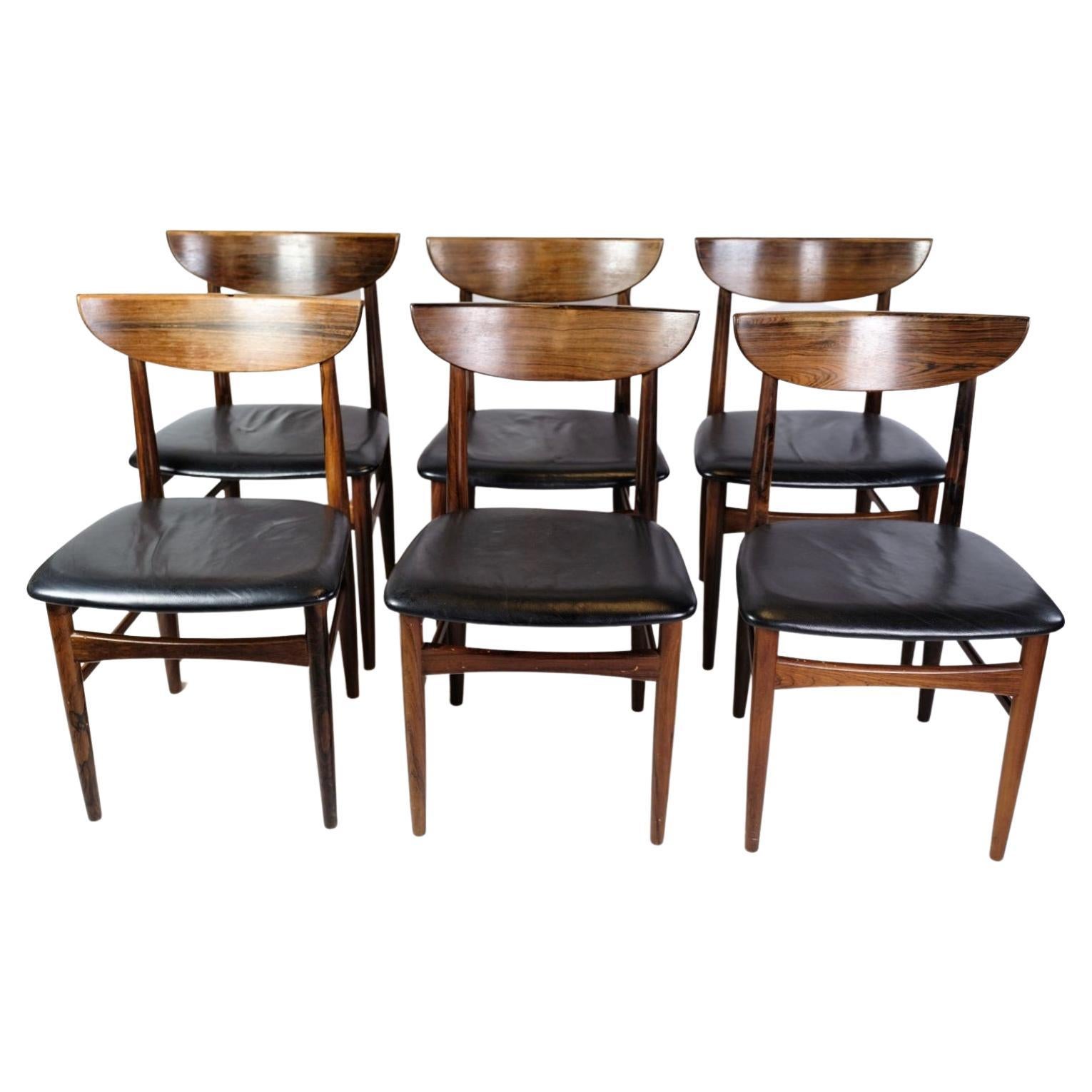 Set of Six Dining Table Chairs Made In Rosewood From 1960s