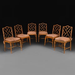 A Set of Six Early 20th Century Faux Bamboo and Cane Dining Chairs