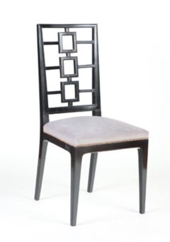 Set of Six Ebonized Dining Chairs in the Manner of Parzinger, C 1950