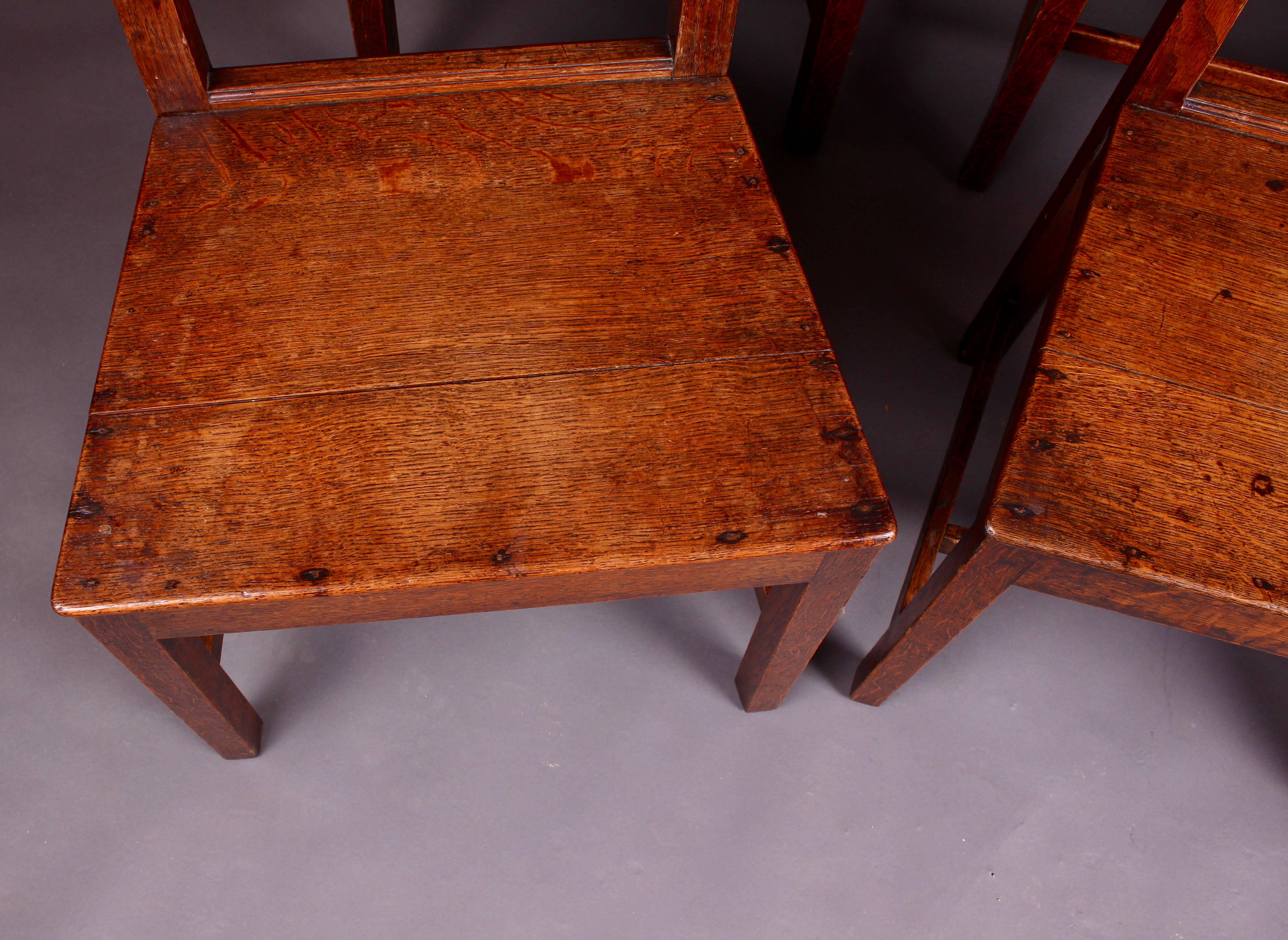 Set of Six Edwardian Country Oak Dining Chairs 3