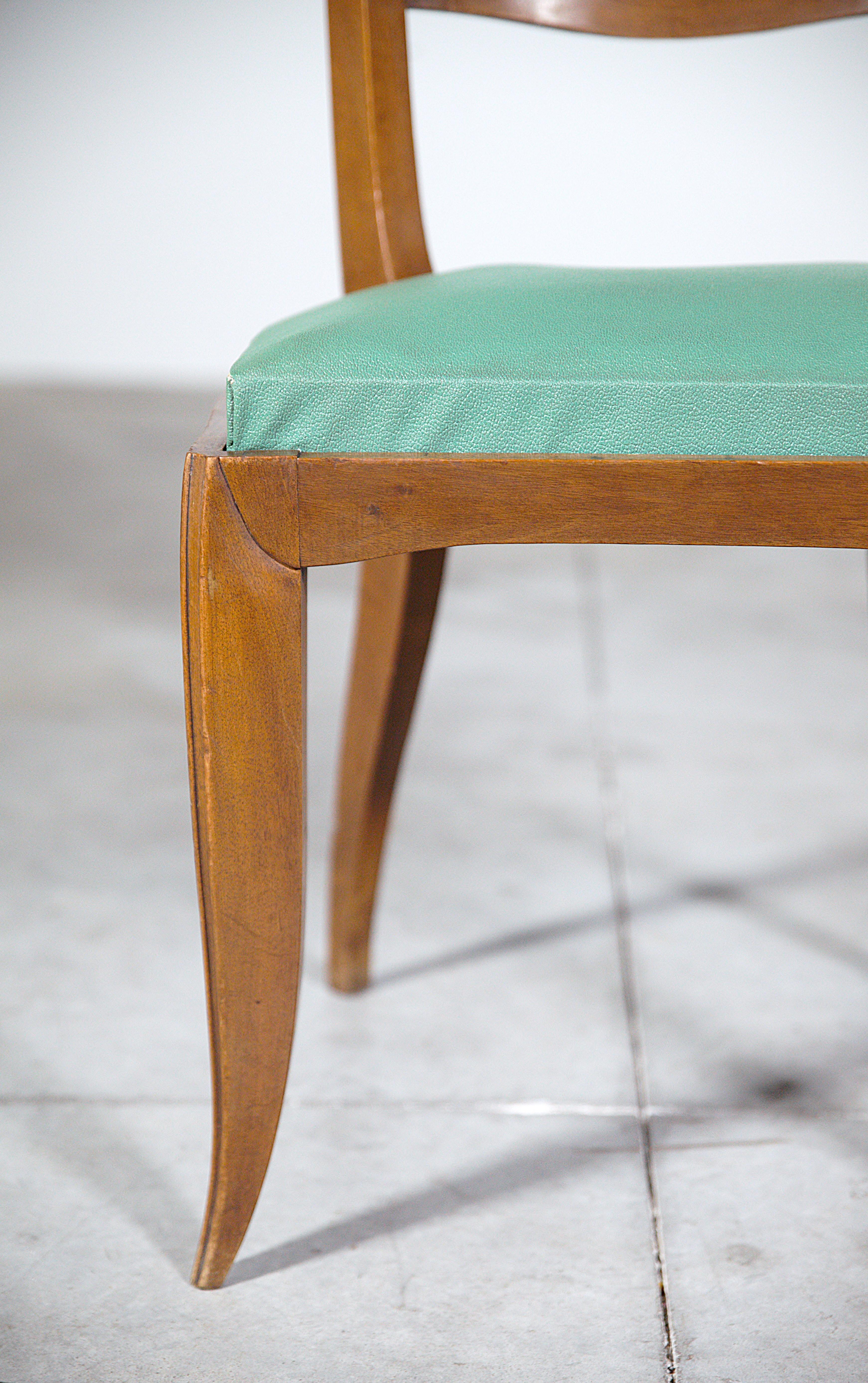 A Set of Six Elegant Art Déco Dining Chairs France 1930s For Sale 6