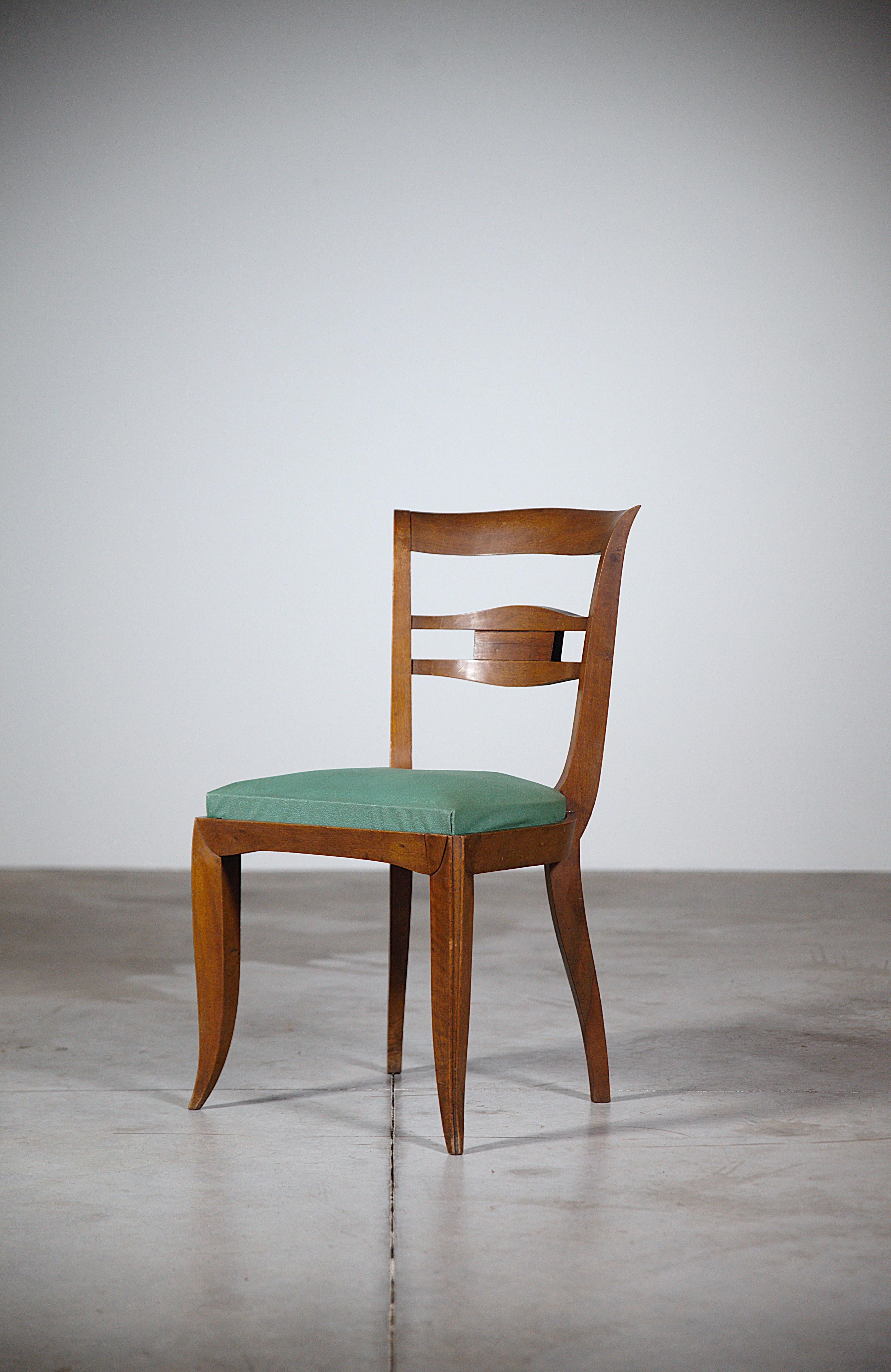 A Set of Six Elegant Art Déco Dining Chairs France 1930s In Good Condition For Sale In HYÈRES, FR