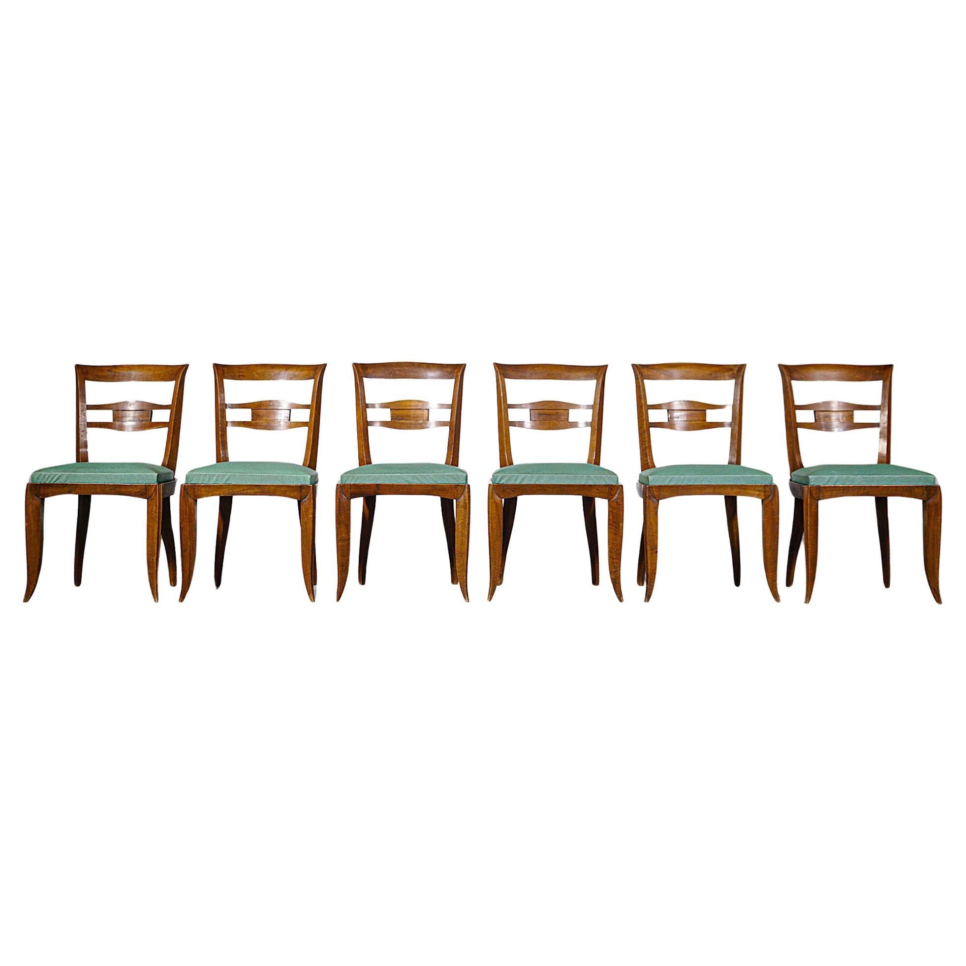 A Set of Six Elegant Art Déco Dining Chairs France 1930s