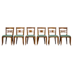 Conjunto de seis elegantes sillas de comedor Art Déco Francia Años 30