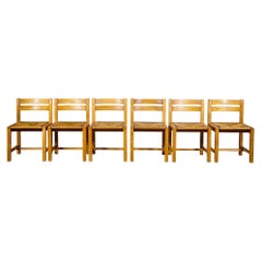 A Set of Six Elmwood Chairs by Maison Regain France 1980's