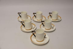 Set of Six English Fox Hunting Royal Doulton Coffee Cups and Saucers, circa 1950