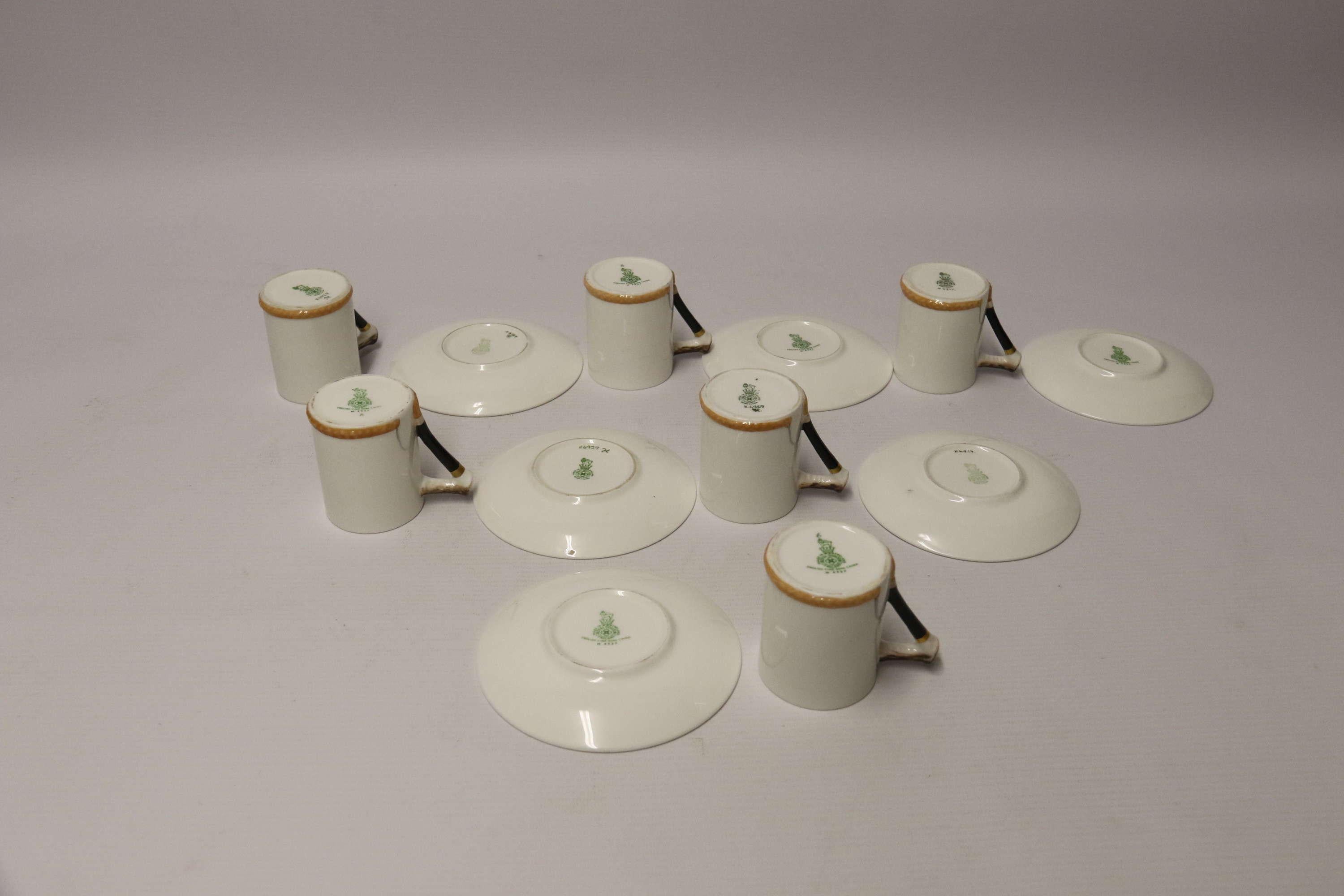 Mid-Century Modern Set of Six English Fox Hunting Royal Doulton Coffee Cups and Saucers, circa 1950 For Sale