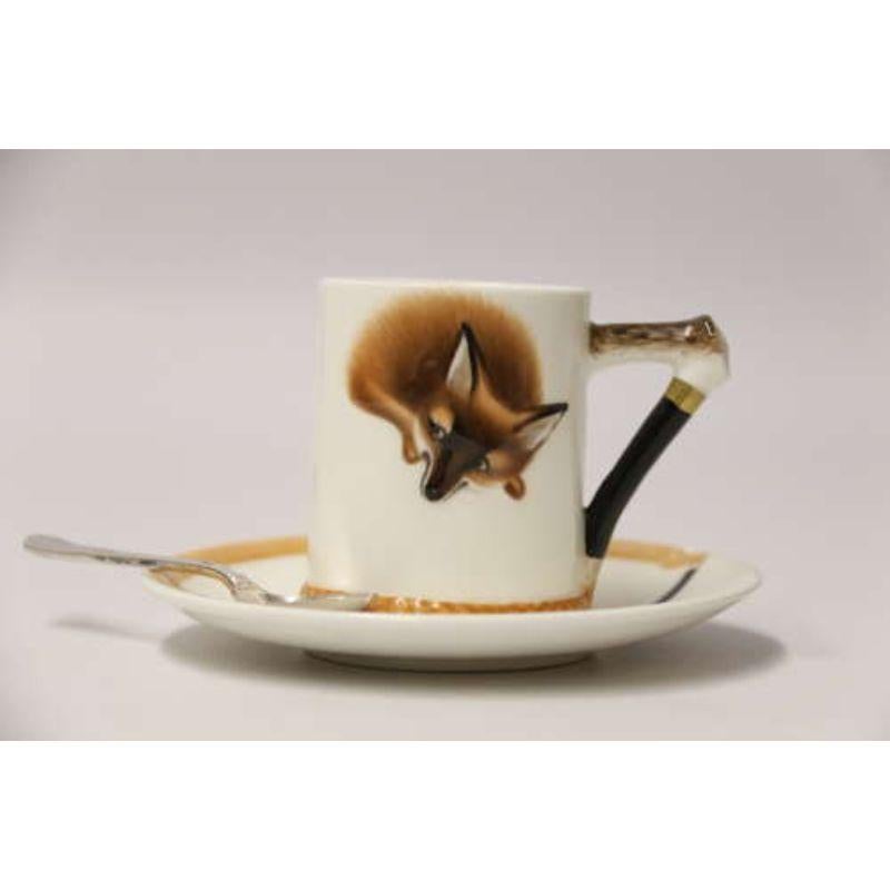 Set of Six English Fox Hunting Royal Doulton Coffee Cups and Saucers, circa 1950 In Good Condition For Sale In Central England, GB