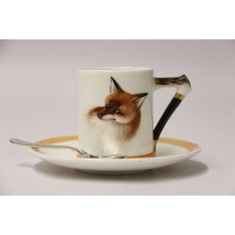 Ensemble de six tasses à café et soucoupes en forme de renard anglais de Royal Doulton, vers 1950 en vente 1