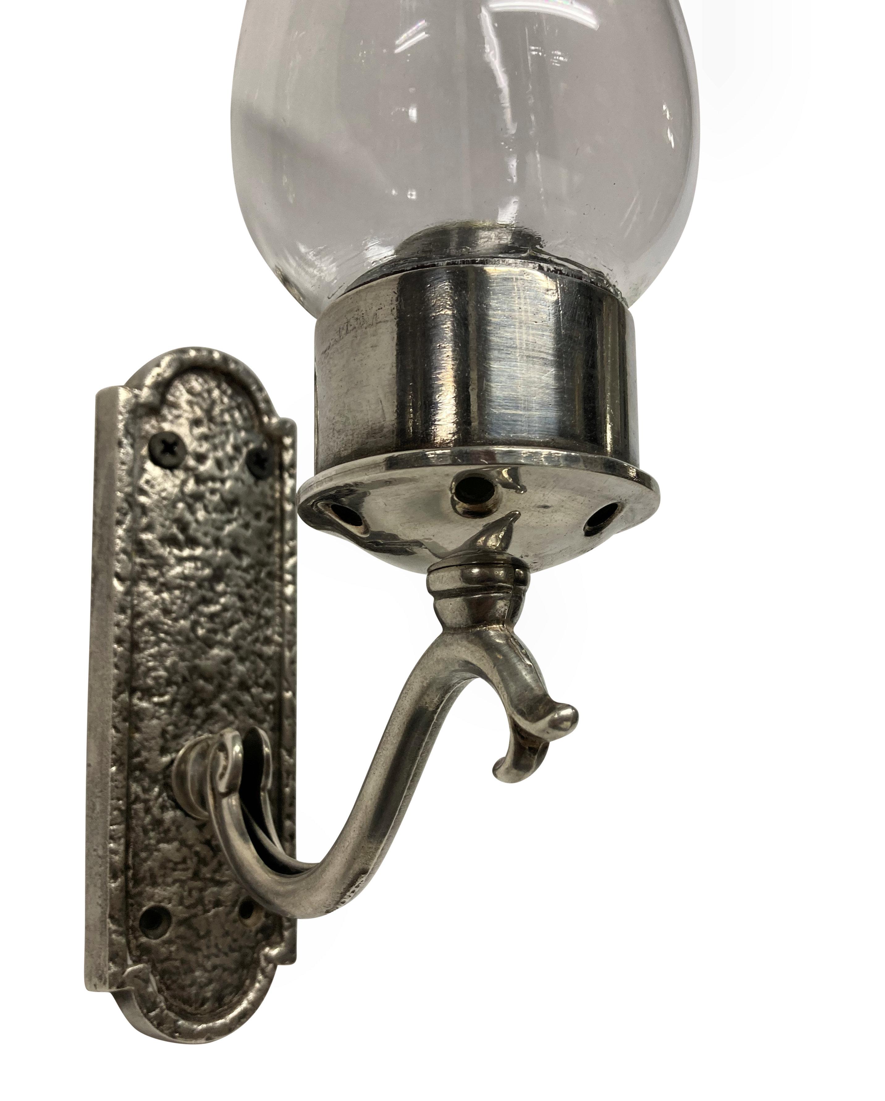 Silvered Set of Six English Single Arm Sconces For Sale