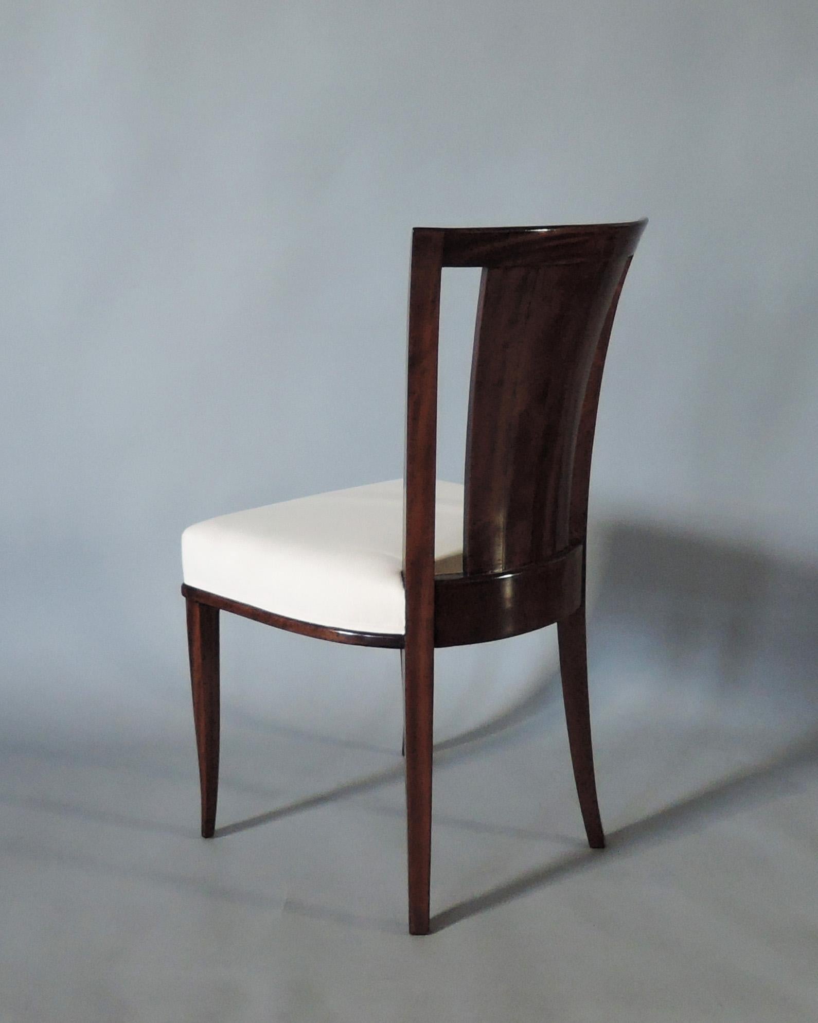 Sechs französische Art-déco-Esszimmerstühle aus Mahagoni von Gaston Poisson im Angebot 2