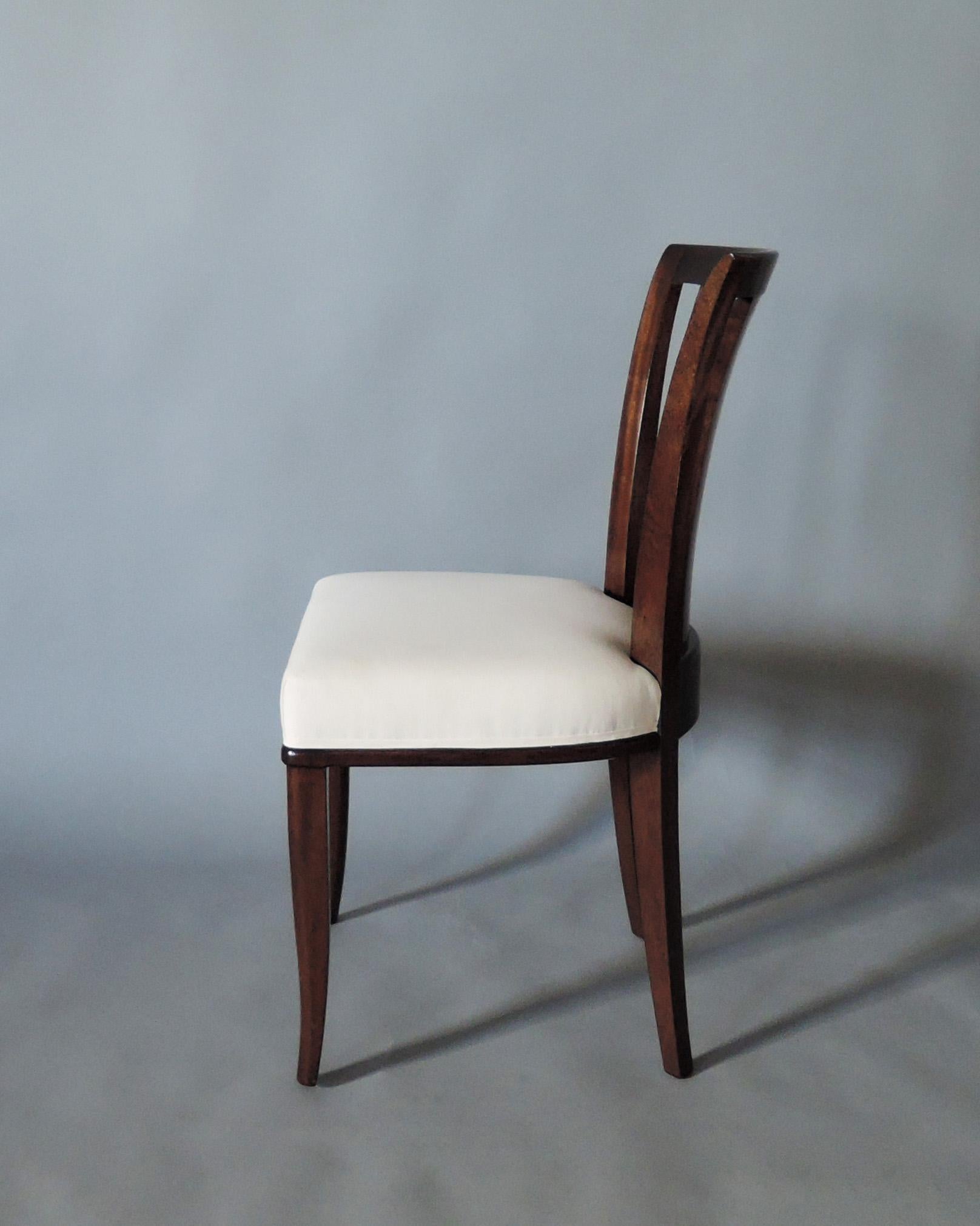 Sechs französische Art-déco-Esszimmerstühle aus Mahagoni von Gaston Poisson im Angebot 3