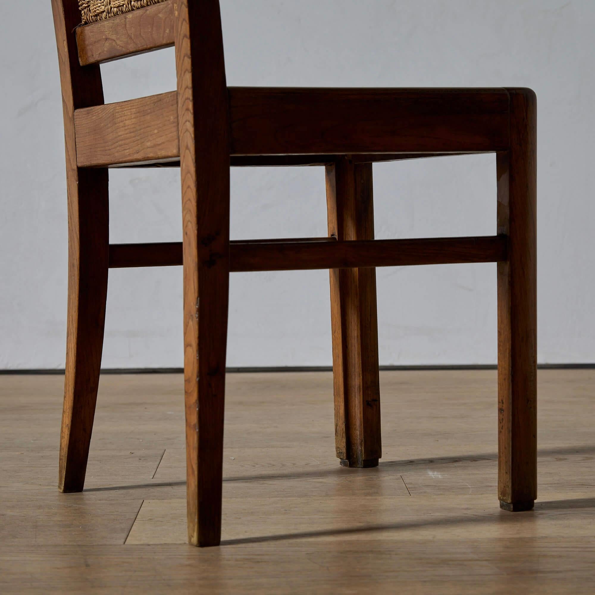 Posidonia Un set di sei sedie da pranzo in Oak francese e in seagrass intrecciato in vendita