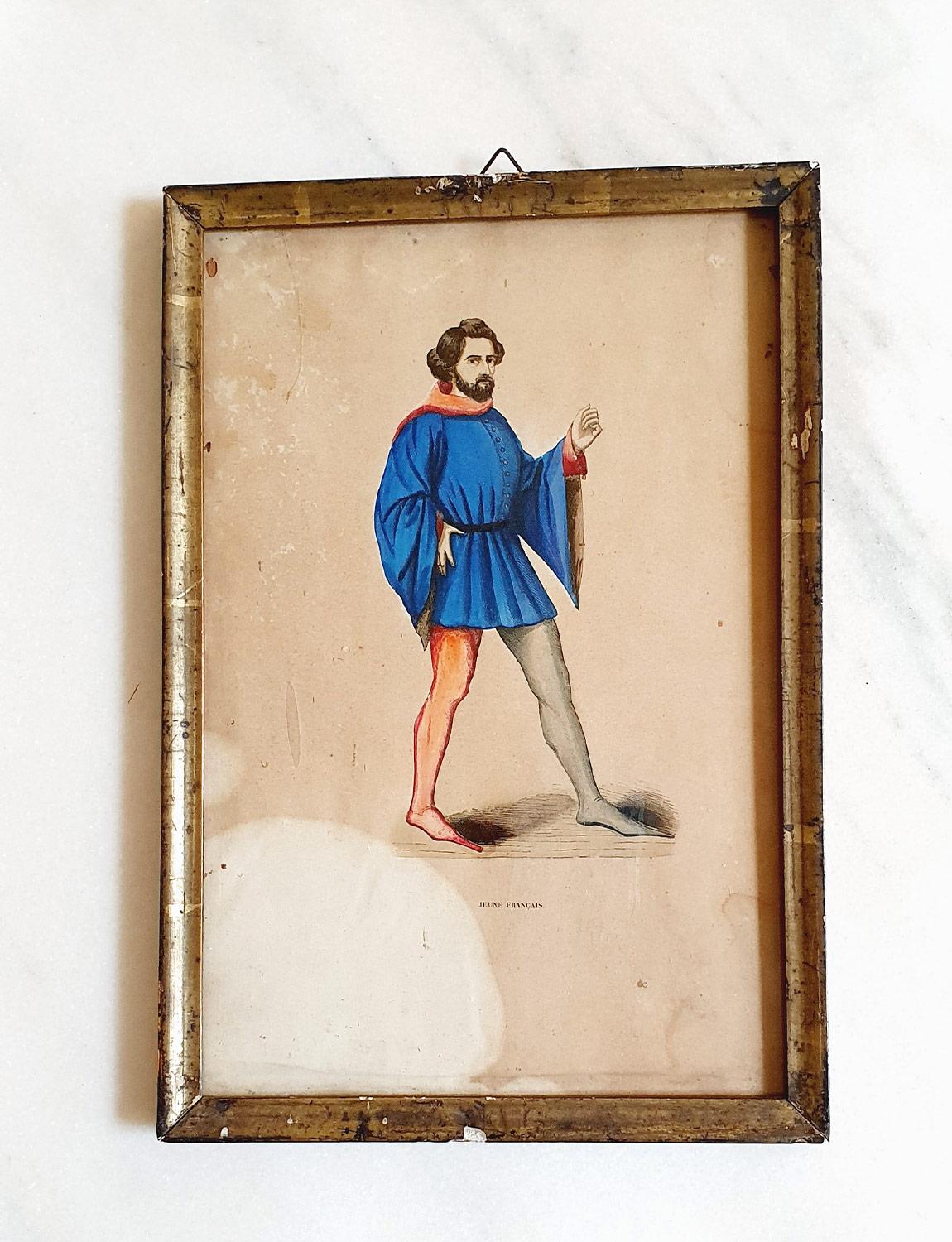 A Set of Six French Prints of French and Italian Noble Costumes In Good Condition For Sale In Roma, IT