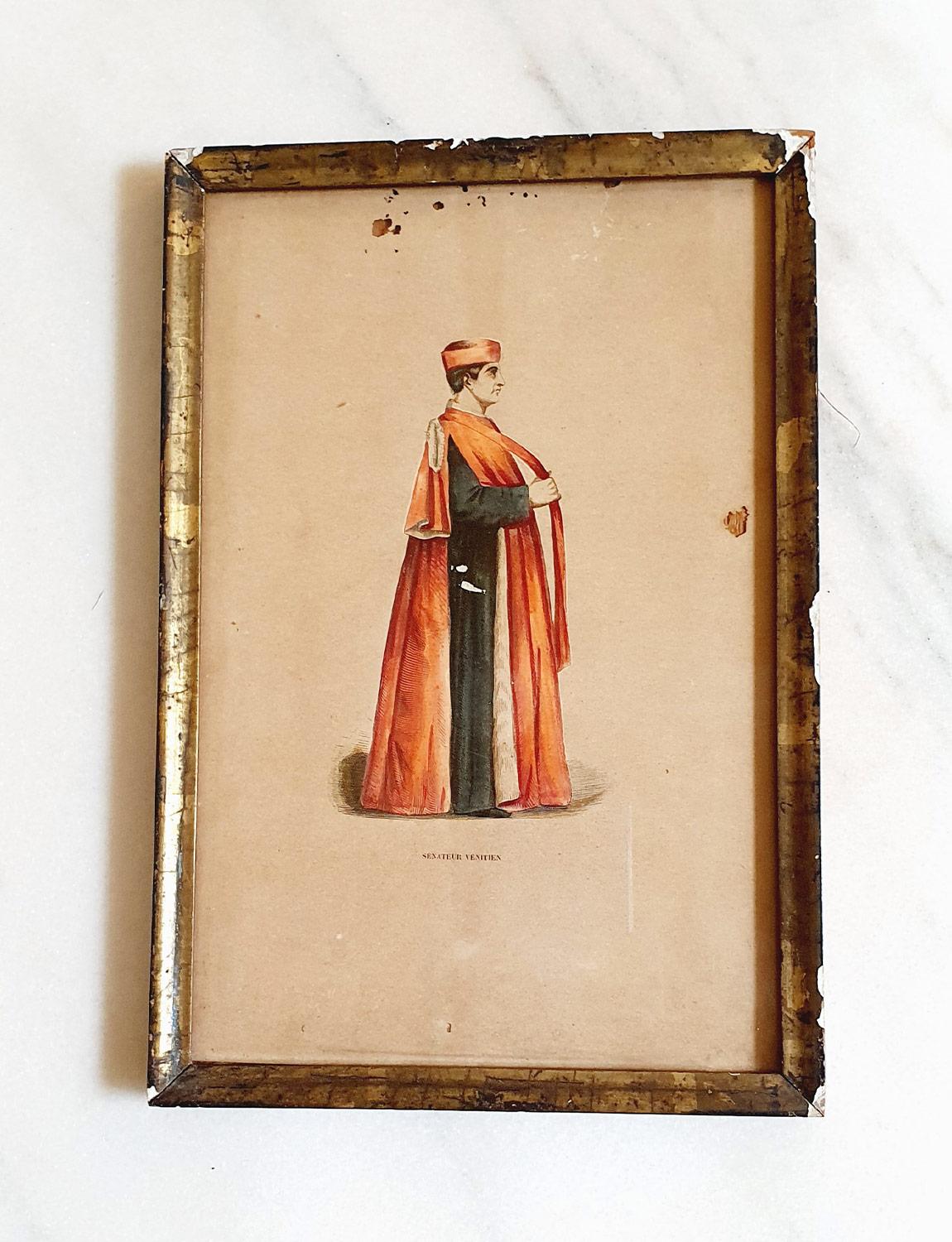 A Set of Six French Prints of French and Italian Noble Costumes For Sale 1