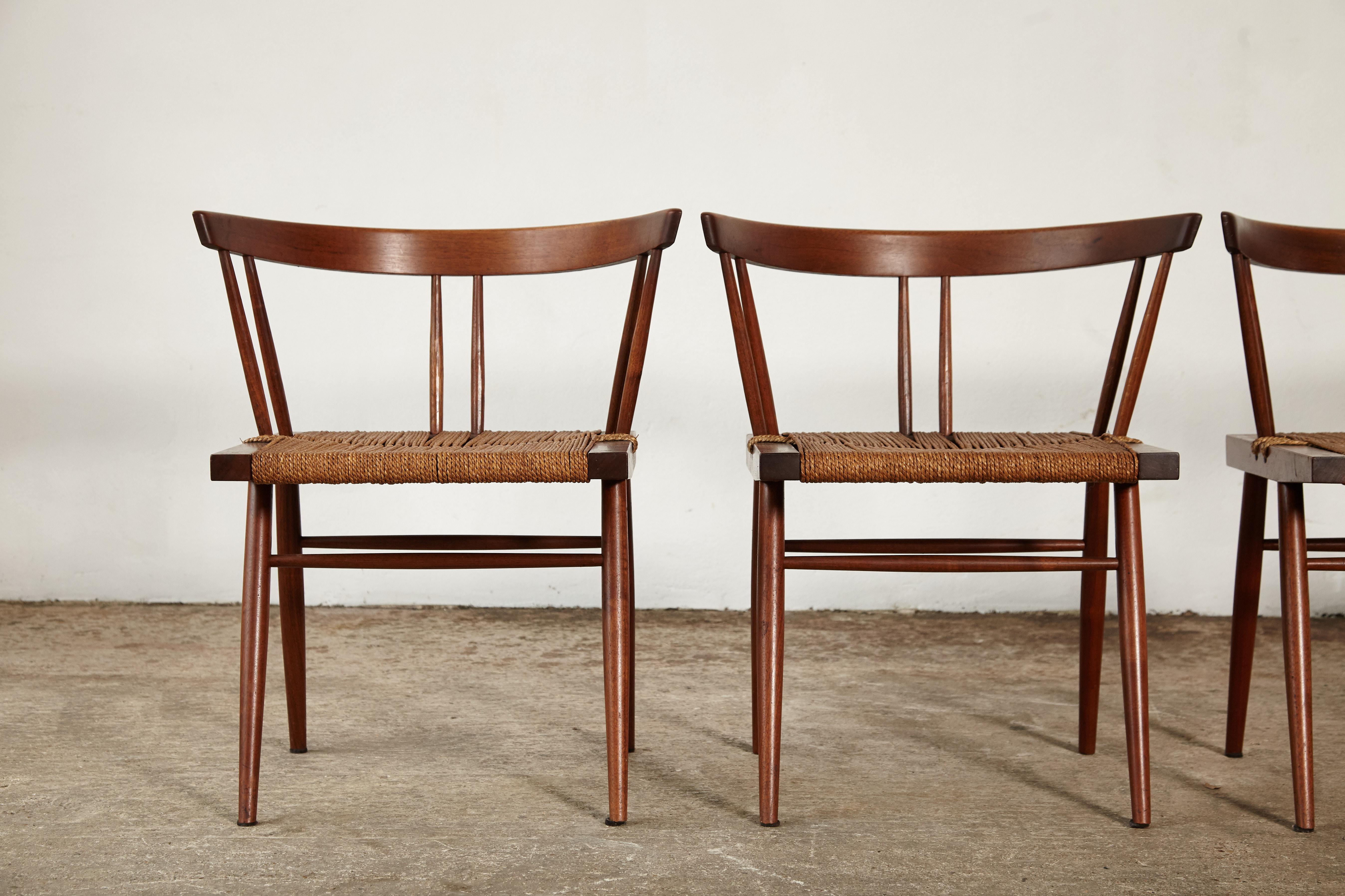 Set of Six George Nakashima Grass Seat Chairs, USA, 1950s-1960s 11