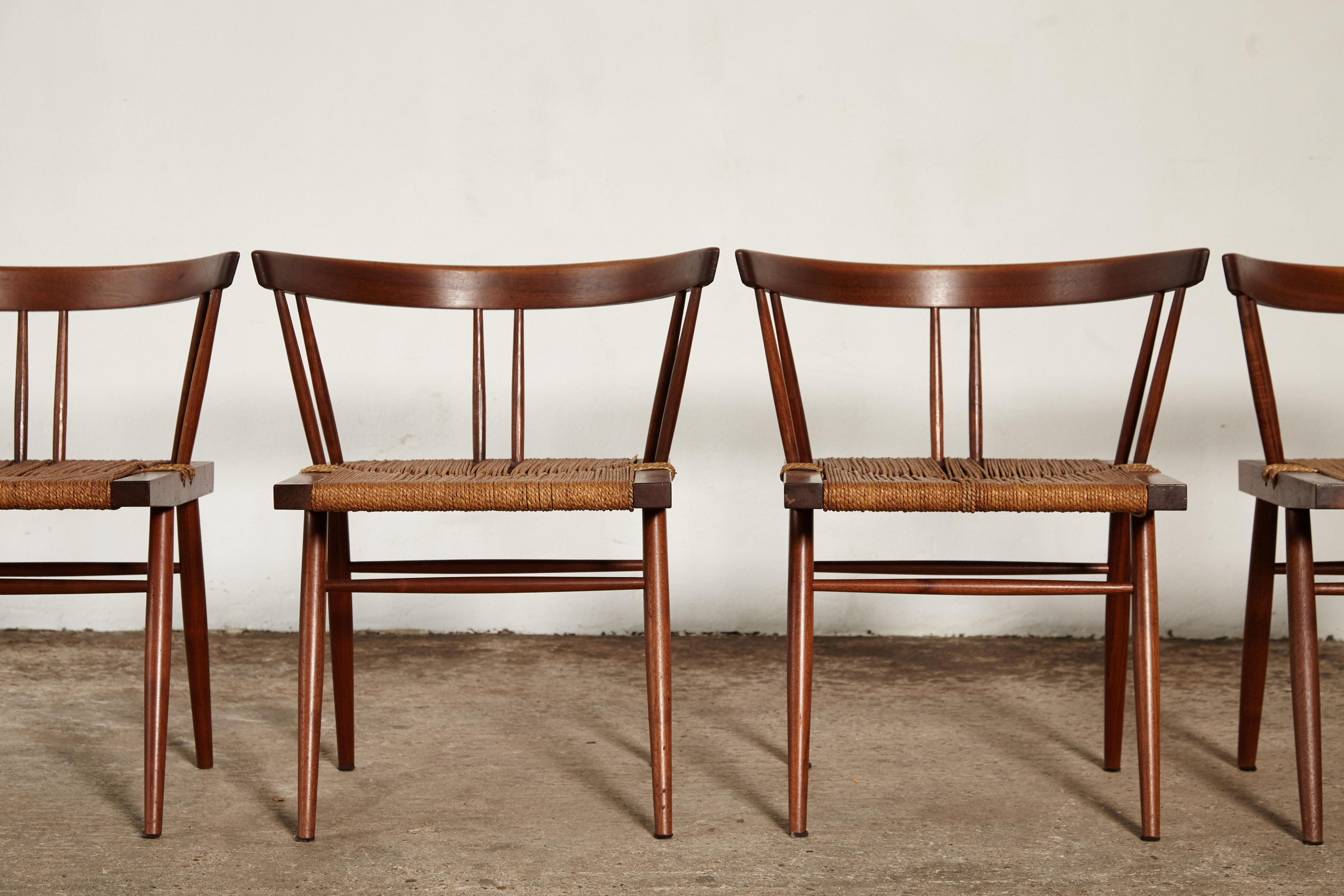 Set of Six George Nakashima Grass Seat Chairs, USA, 1950s-1960s 12