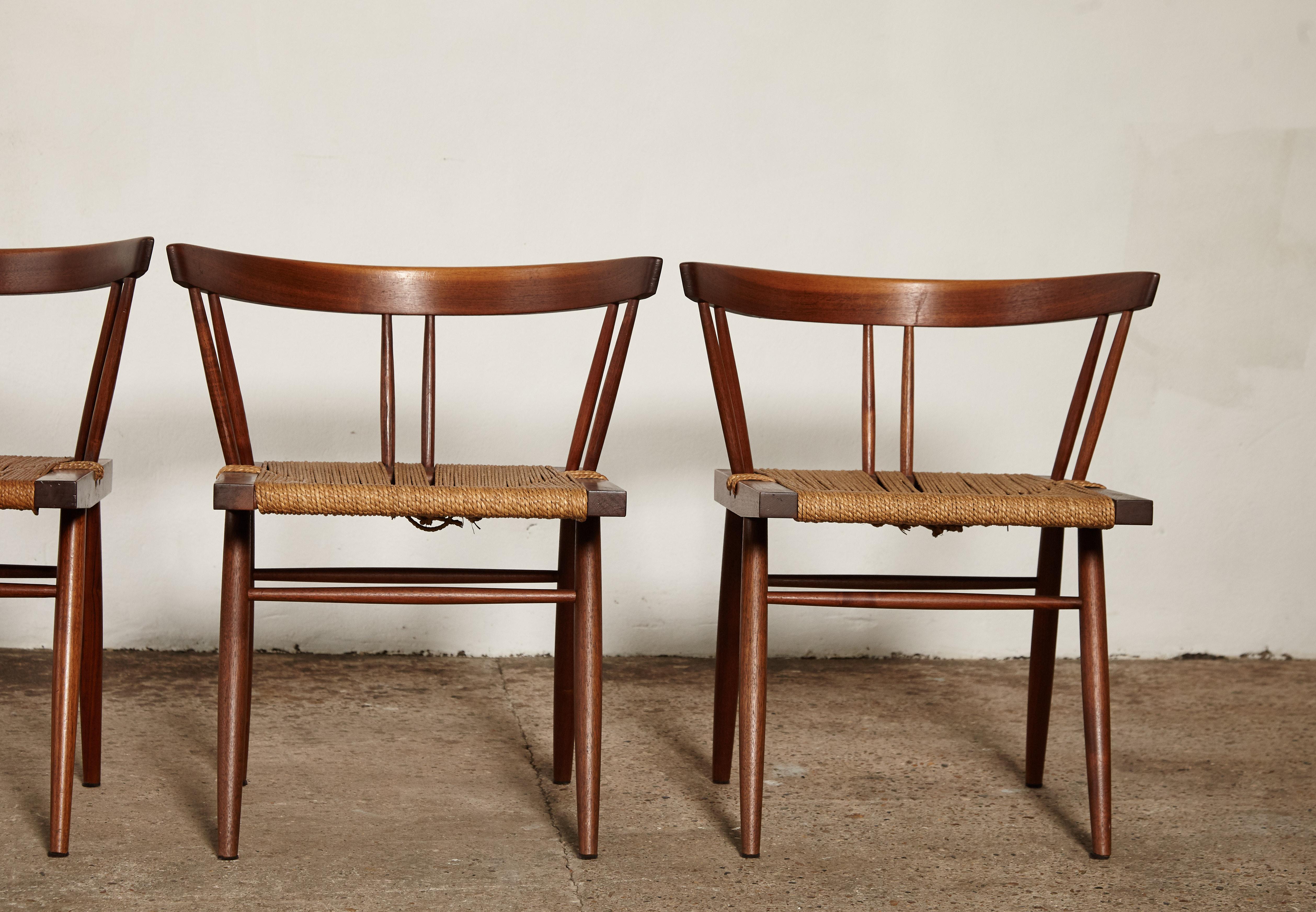 Set of Six George Nakashima Grass Seat Chairs, USA, 1950s-1960s 13